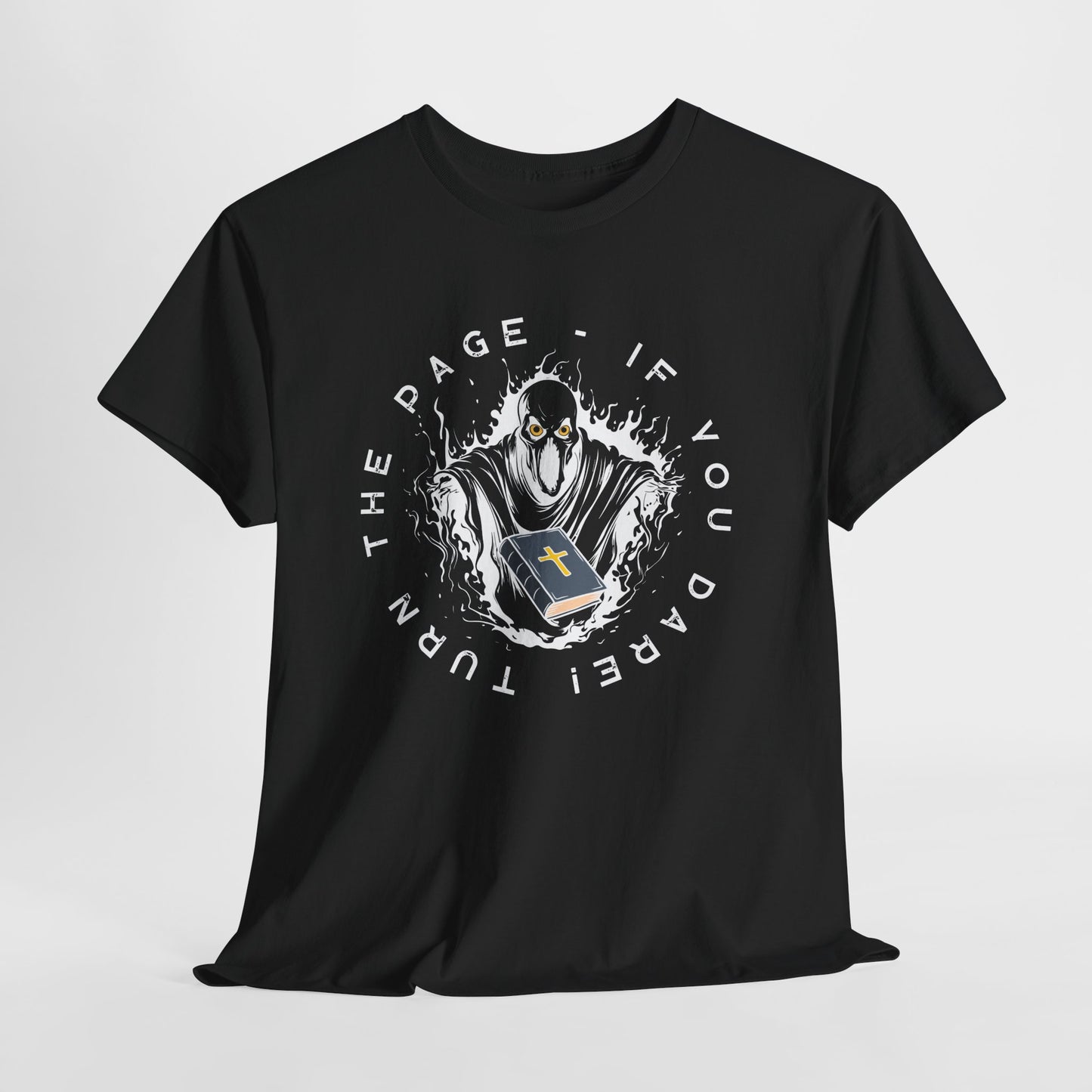 Teen/Adult Unisex Turn the Page If You Dare T-Shirt – Horror Book Graphic Tee