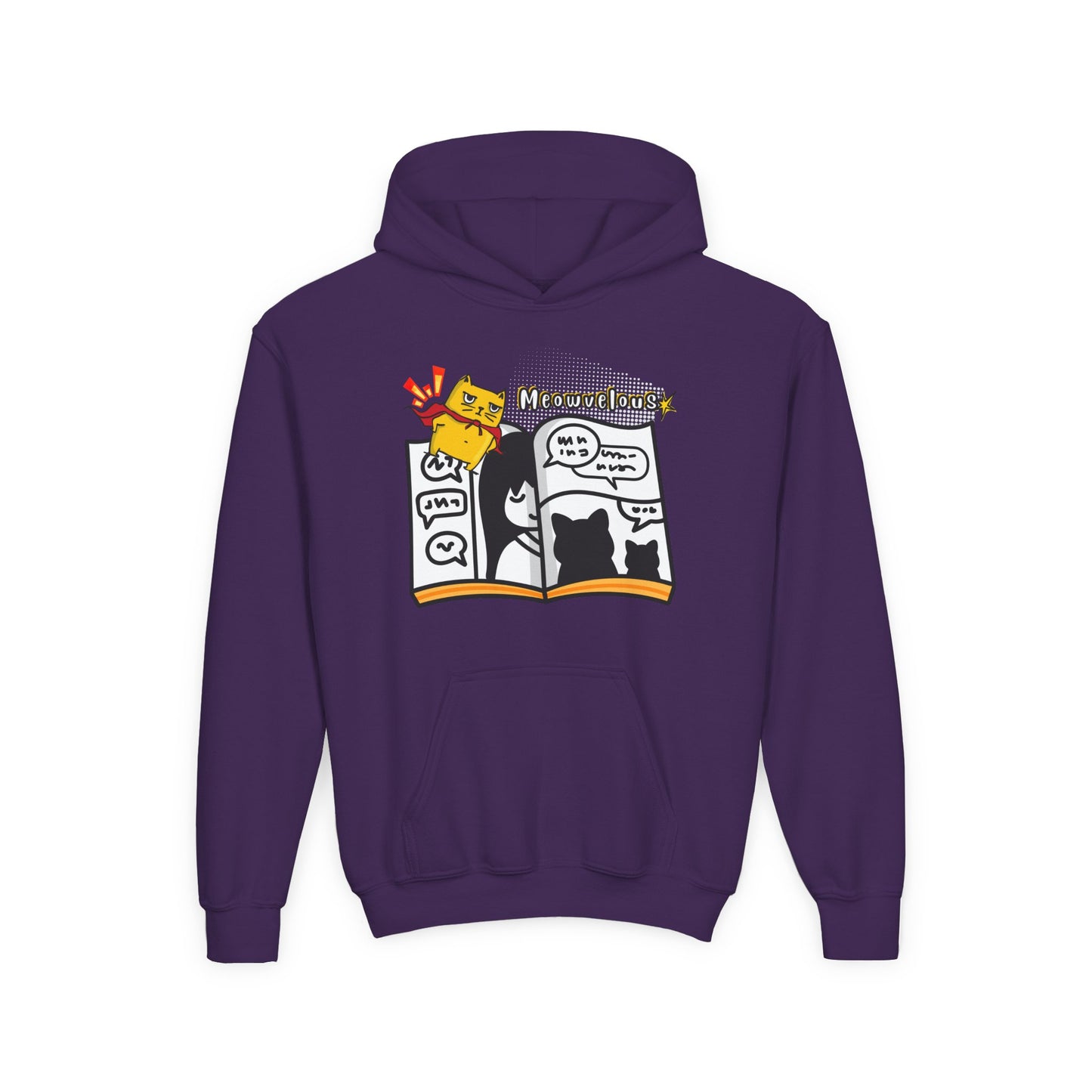 Youth Reading Hoodie – Meowvelous Comic Cat