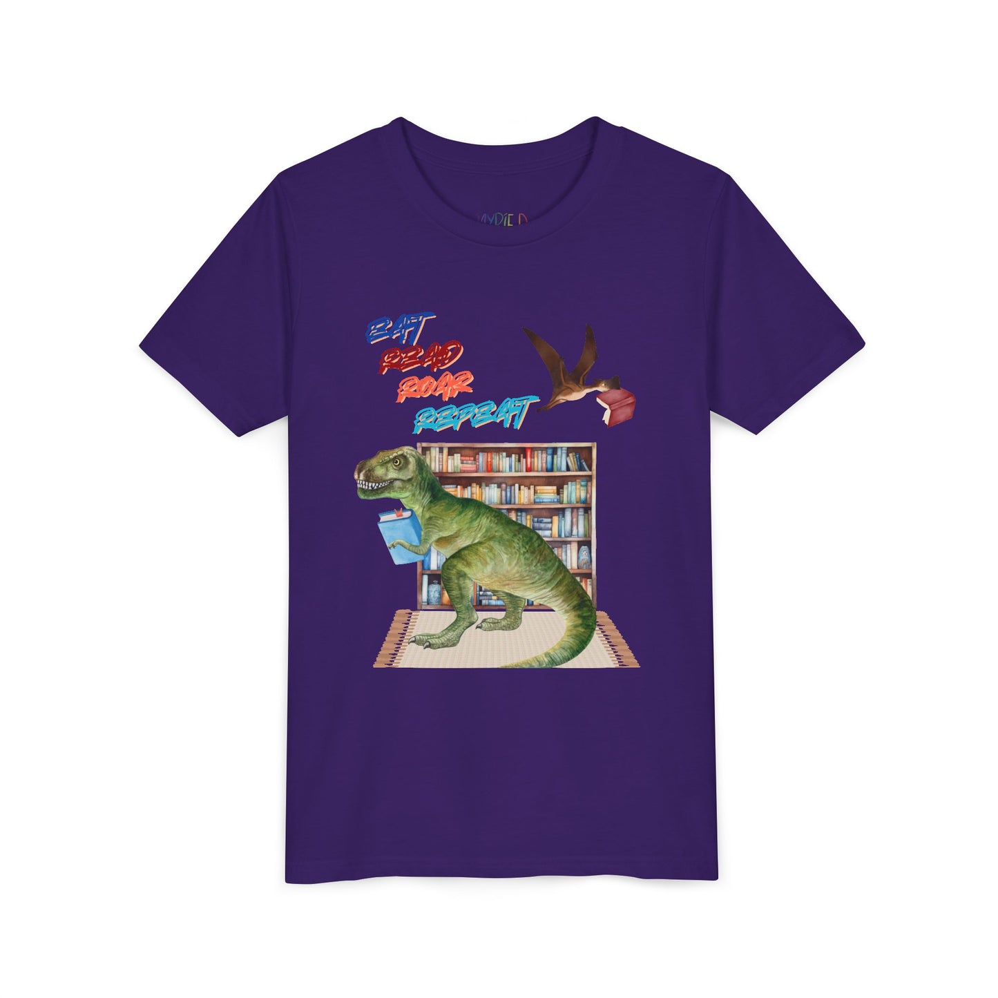 Youth Eat Read Roar Repeat Tee – Dino Book Lover Shirt for Relentless Readers