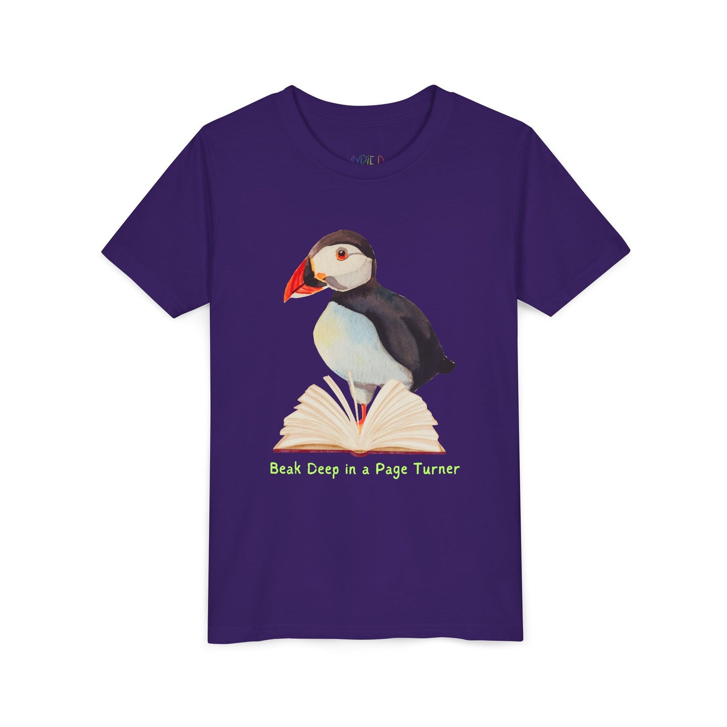 Youth Beak Deep in a Page Turner Tee – Puffin Reading Shirt for Focused Little Bookworms