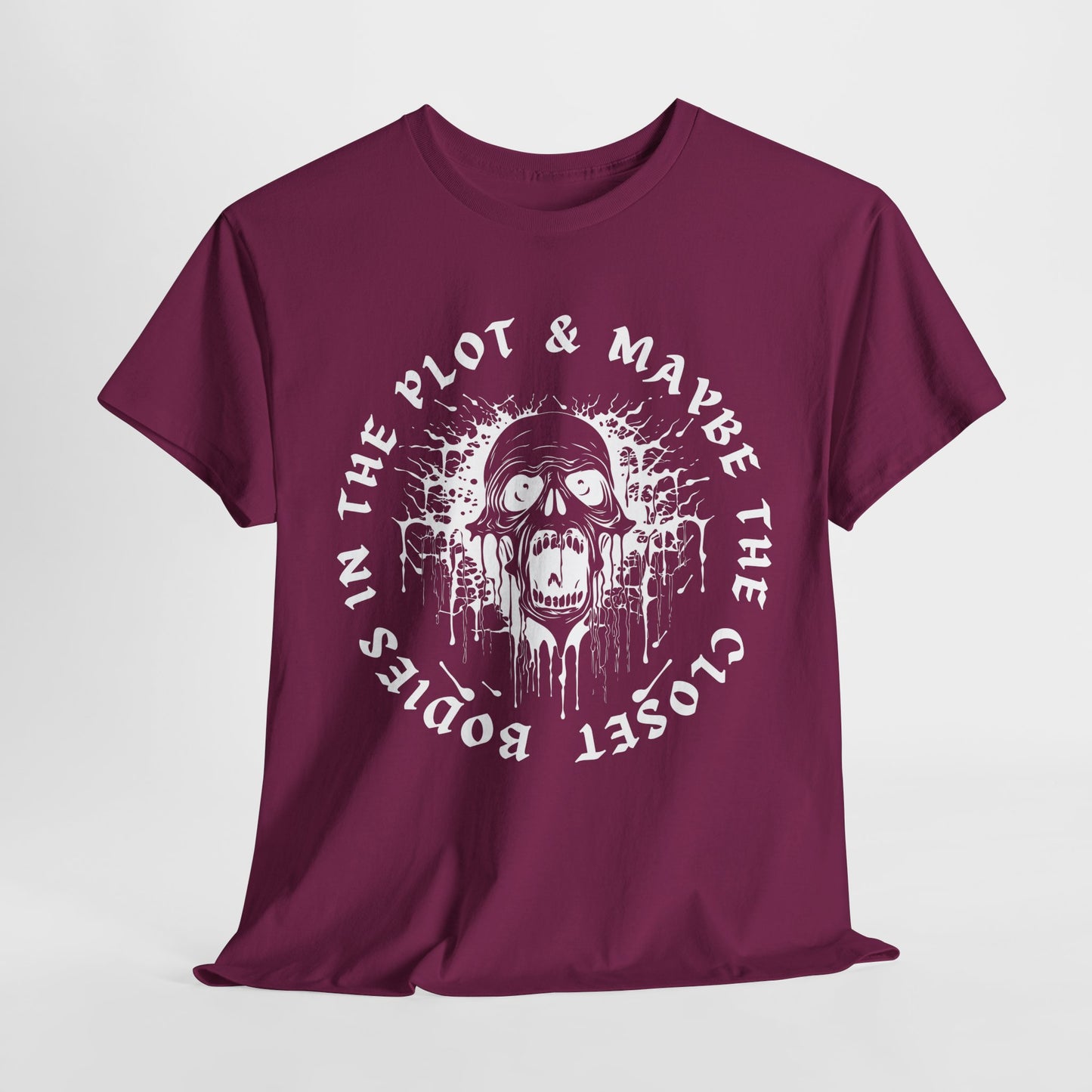 Teen/Adult Unisex Closet Bodies & Plot Twists T-Shirt β Horror Graphic Tee