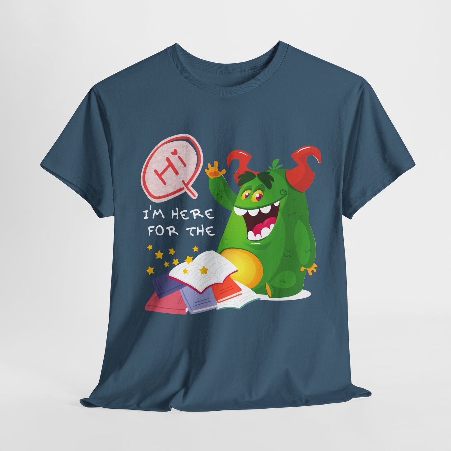 Teen/Adult Unisex “I’m Here for the Storytime” Tee – Cute Bookish Shirt for Fun-Loving Readers & Librarians