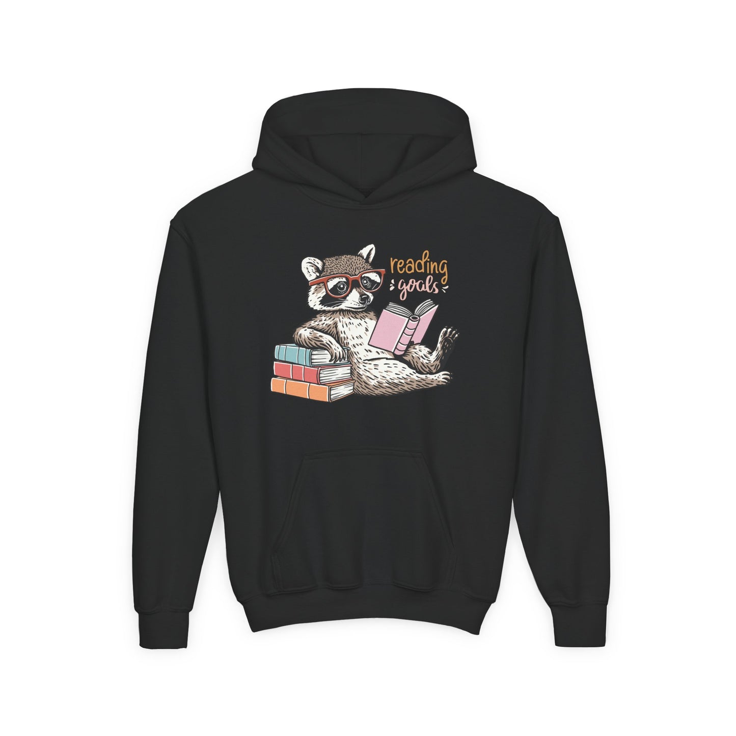 Youth Reading Goals Hoodie β Book-Loving Raccoon Edition