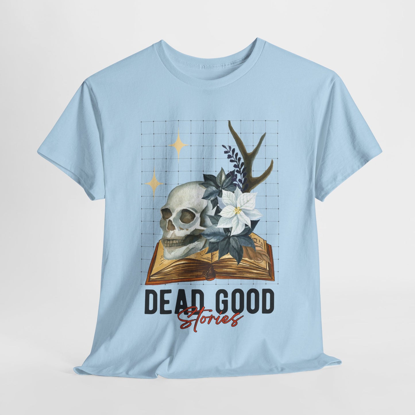 Teen/Adult Unisex Dead Good Stories T-Shirt β Skull & Book Horror Graphic Tee