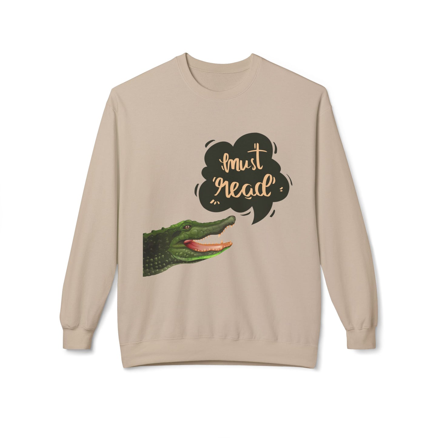 Teen/Adult Unisex Must Read Sweatshirt – Funny Crocodile Book Lover Crewneck