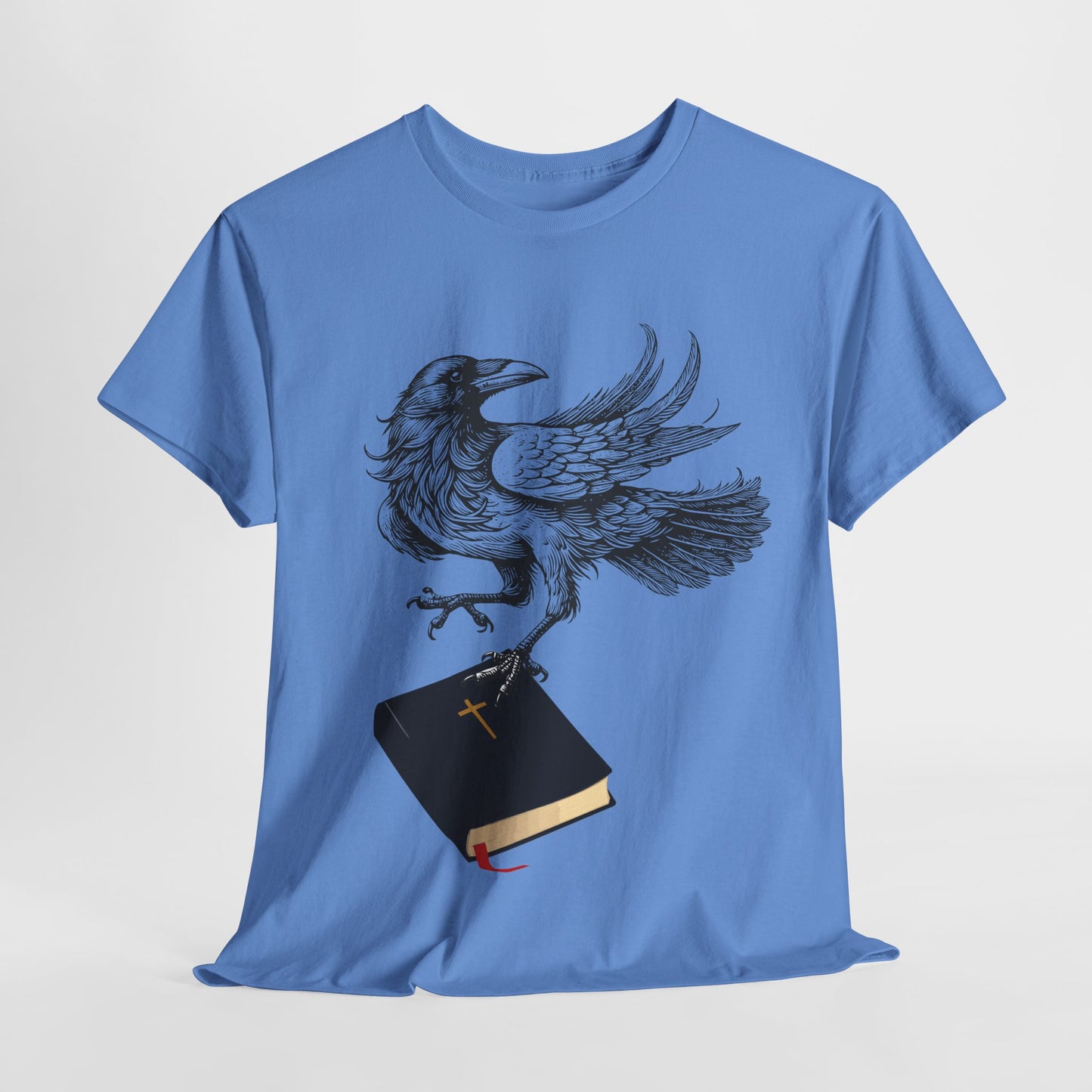 Teen/Adult Unisex Raven Carrying Book T-Shirt – Gothic Horror Reader Graphic Tee