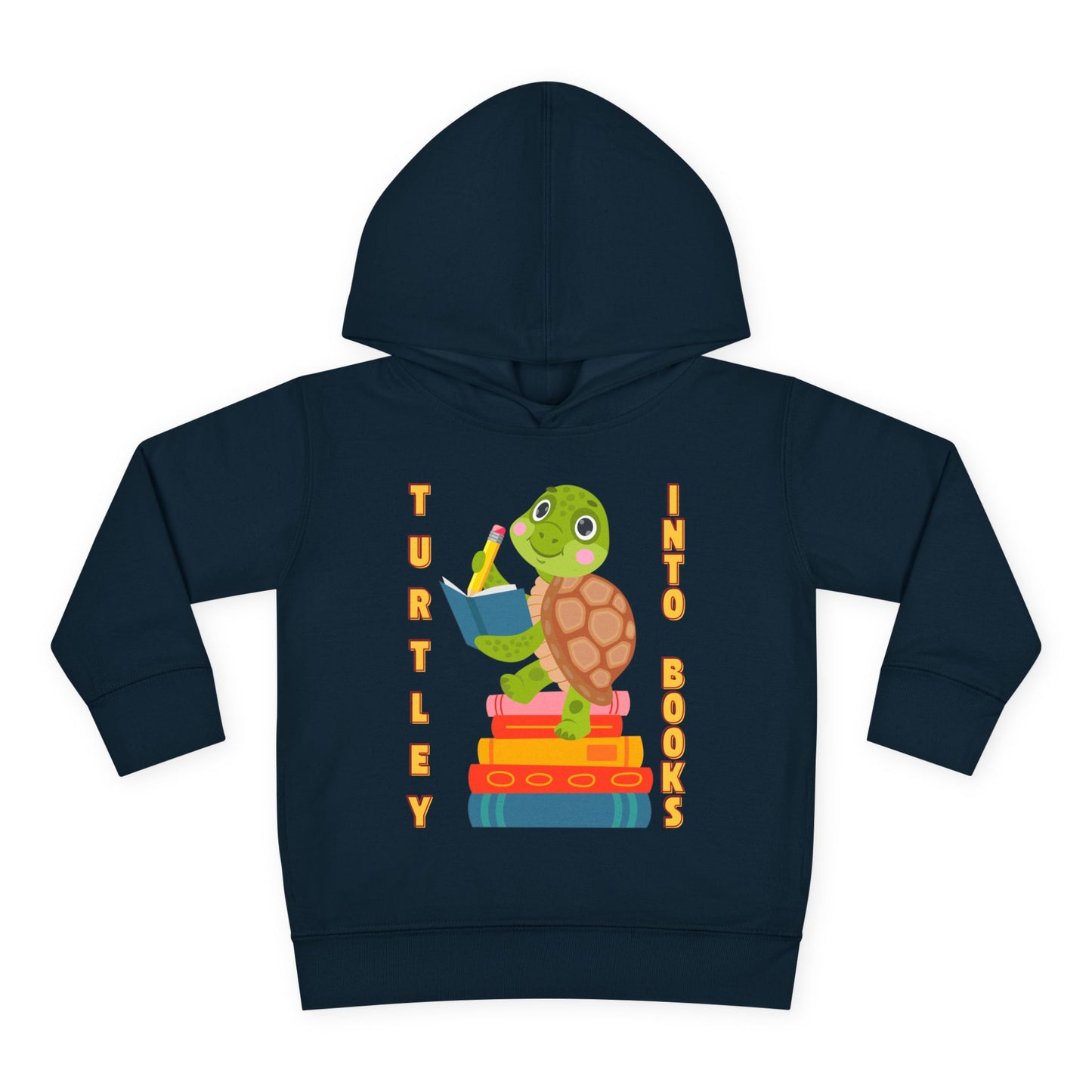 Toddler Turtley Into Books Hoodie – Cute Turtle Reader Design