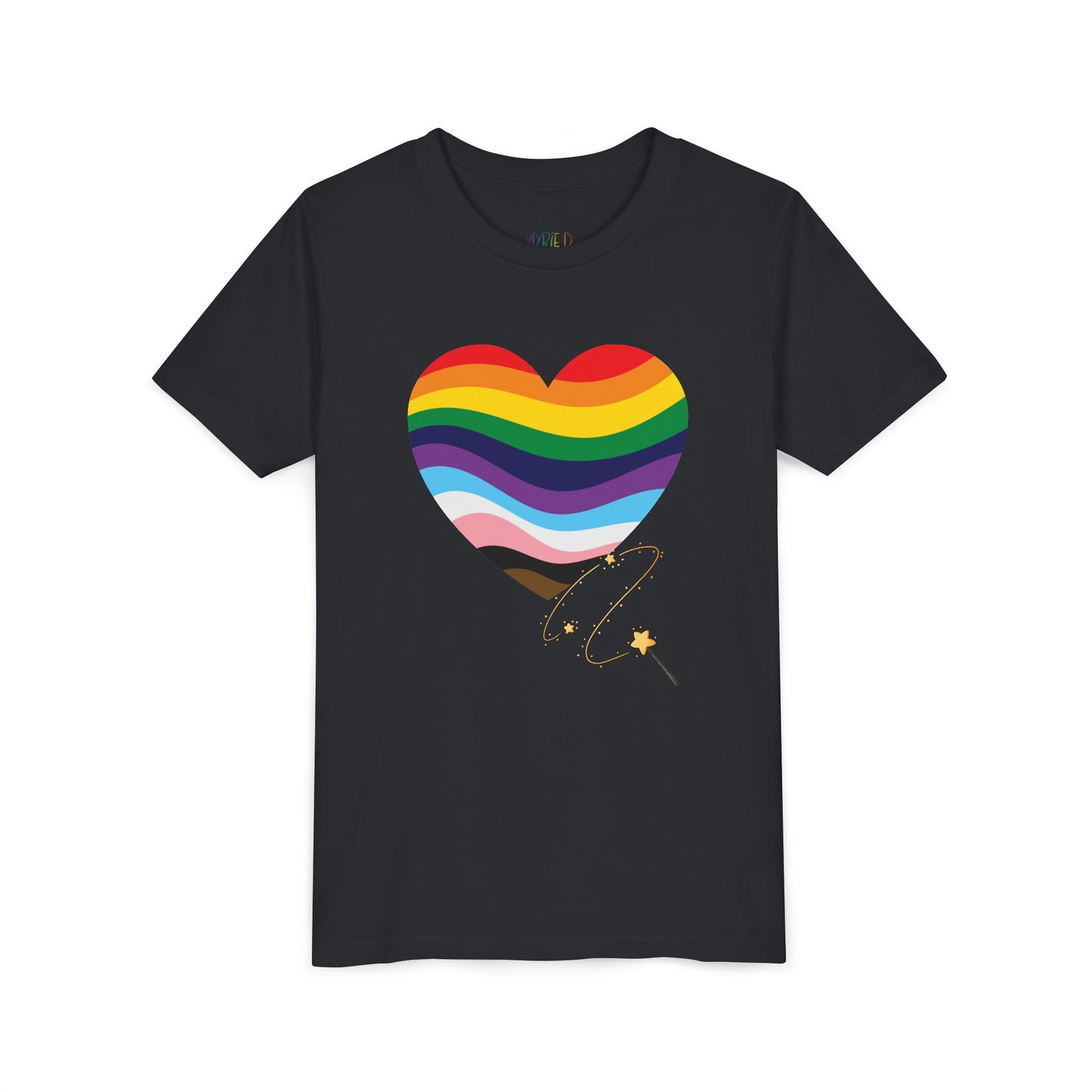 Youth Wand-Swished Rainbow Heart Tee – Lead with Love, Shine with Pride