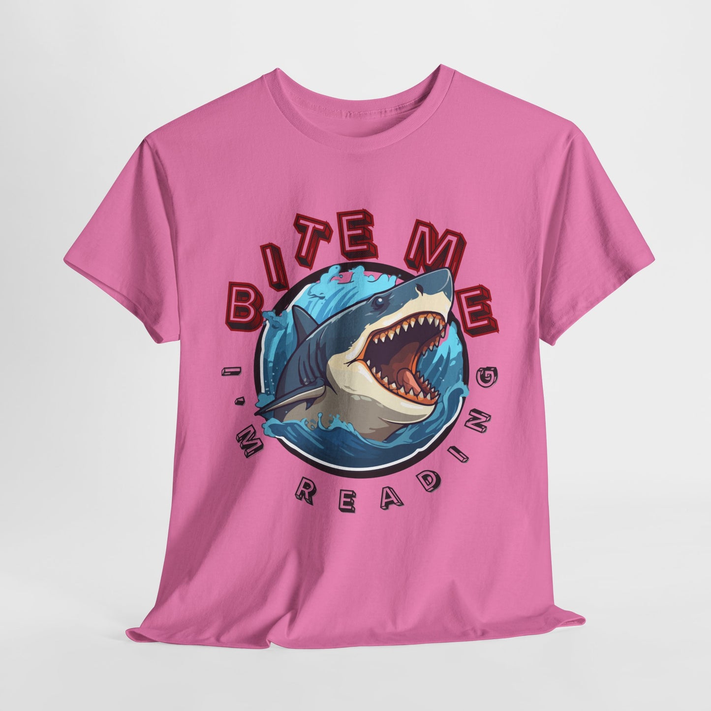 Teen/Adult Unisex Bite Me I'm Reading Tee – Shark Shirt for Fierce Bookworms