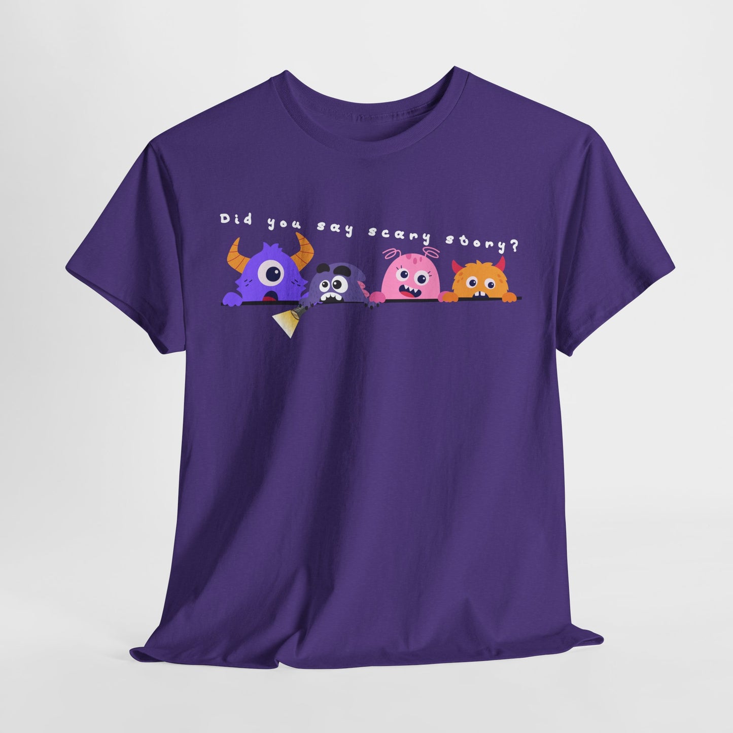 Teen/Adult Unisex “Did You Say Scary Story?” Tee – Creepy-Cute Read-Aloud Shirt for Bookworms & Storytellers