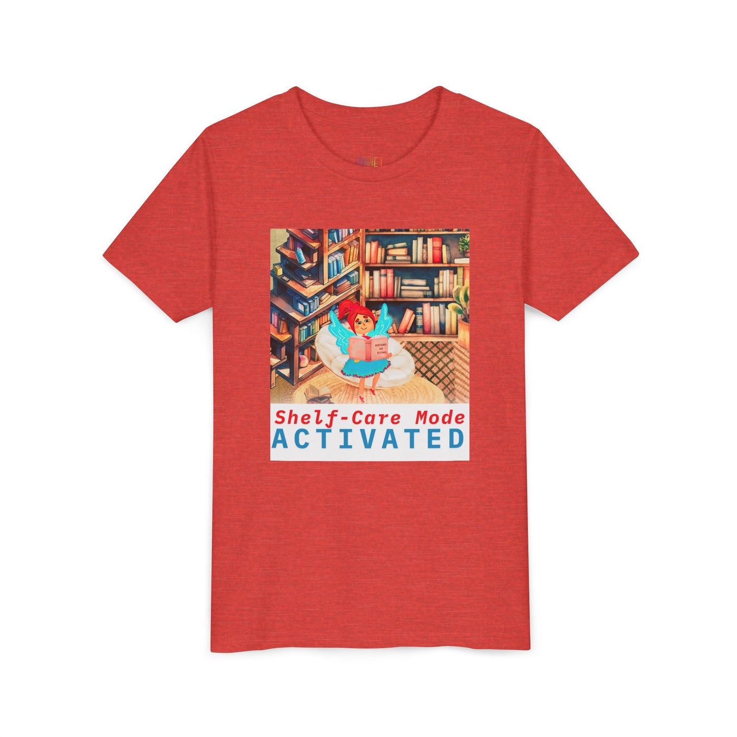 Youth Shelf-Care Mode Activated Youth Tee – Recharge with a Good Book