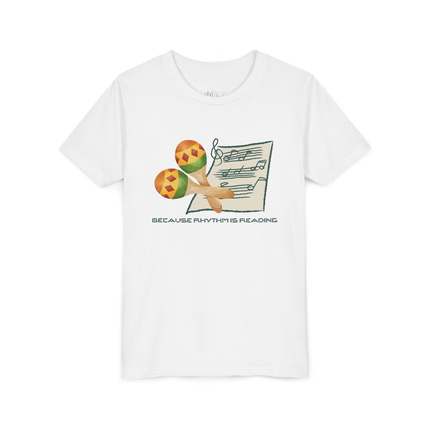 Youth Because Rhythm Is Reading Tee – Maracas Shirt for Kids Who Read Music Like a Book