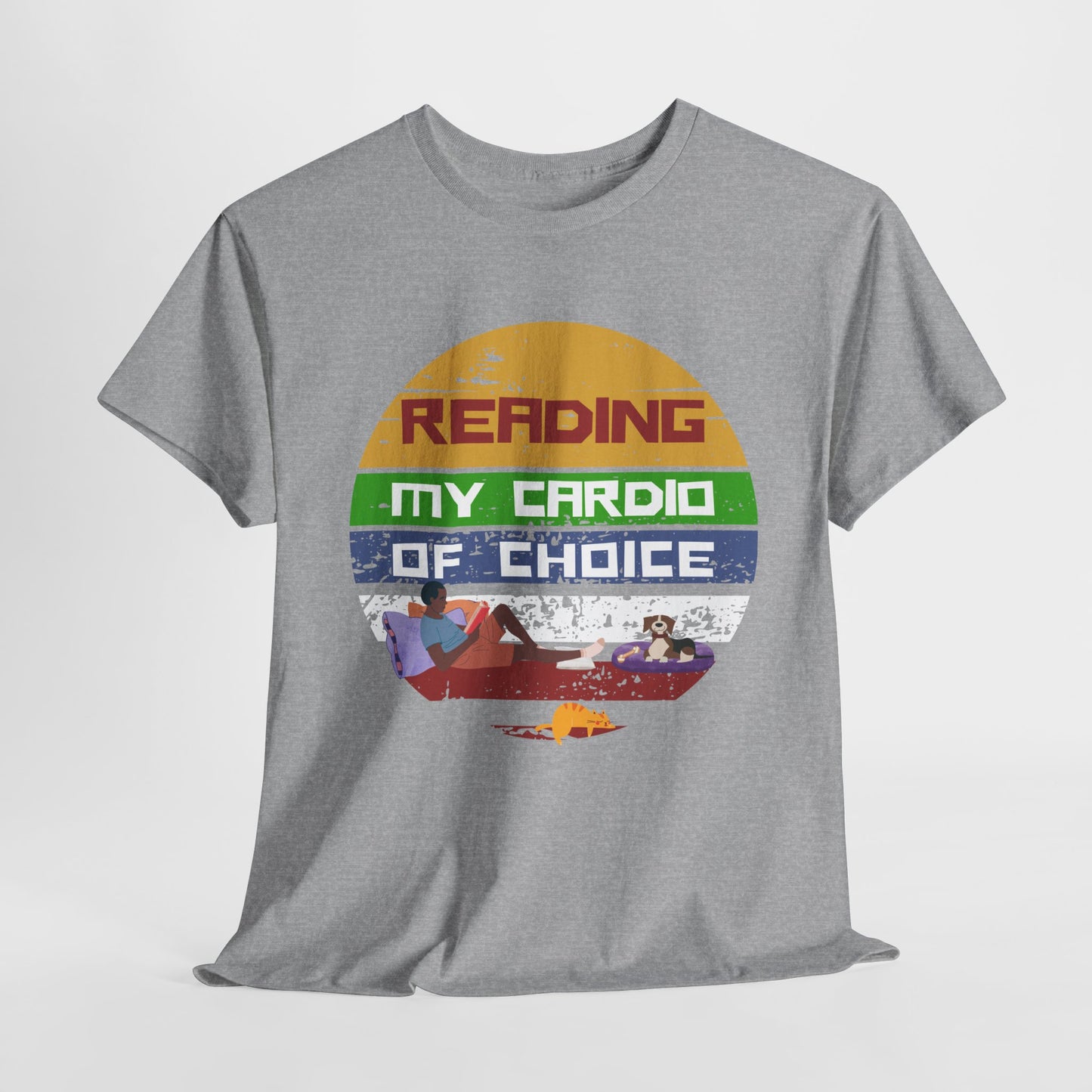 Teen/Adult Unisex Reading: My Cardio of Choice Tee – Bookish Humor for the Chill-at-Heart