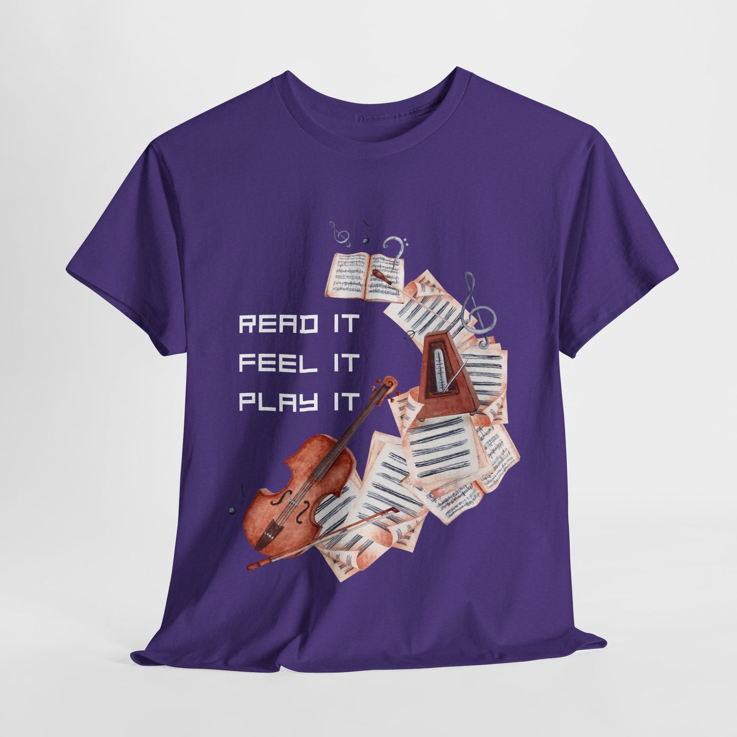 Teen/Adult Unisex Read It, Feel It, Play It Tee – A Symphony for Storytellers and Musicians