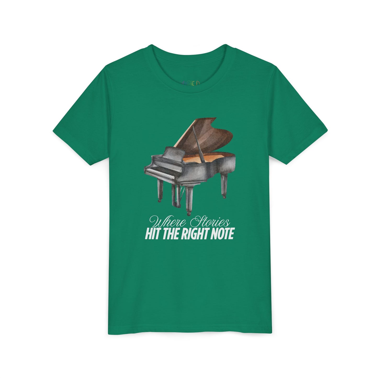 Youth Where Stories Hit the Right Note Tee – Piano Shirt for Kids Who Love Music and Meaning