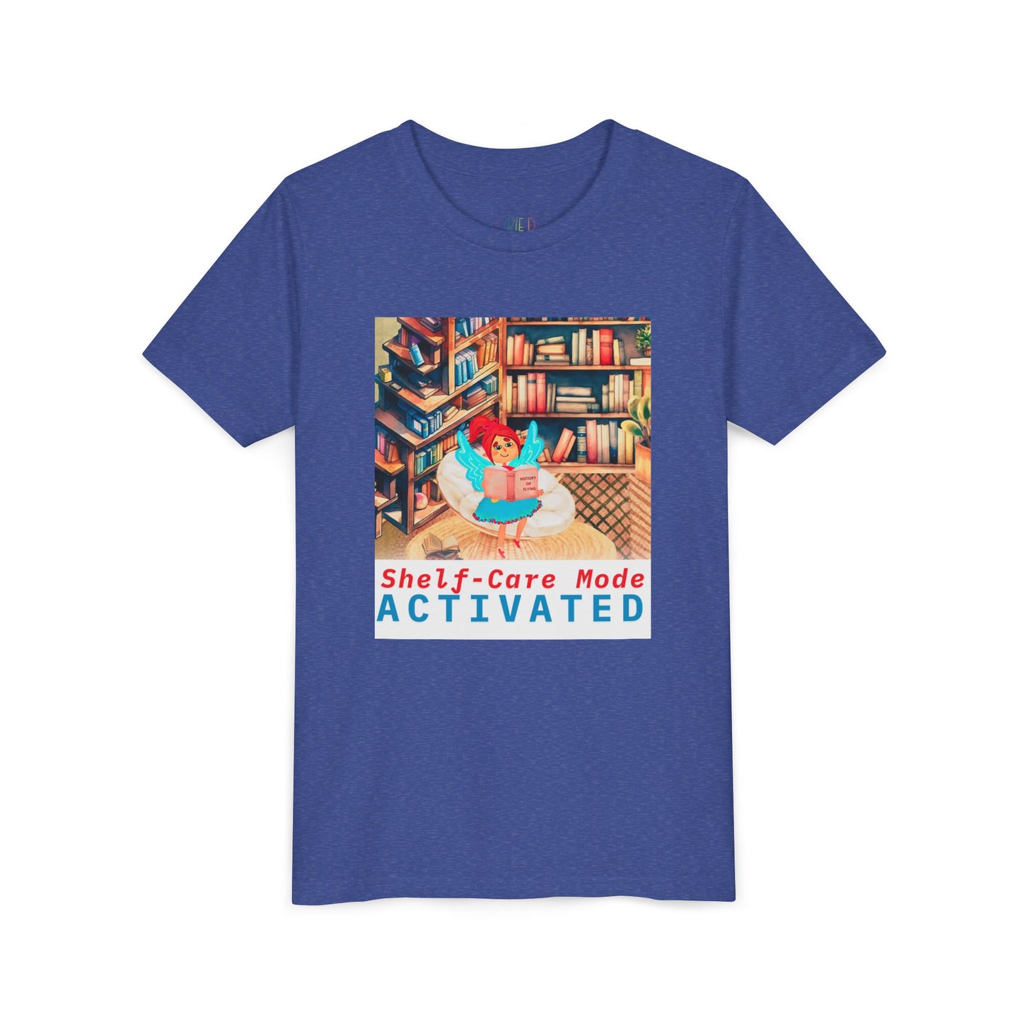 Youth Shelf-Care Mode Activated Youth Tee – Recharge with a Good Book