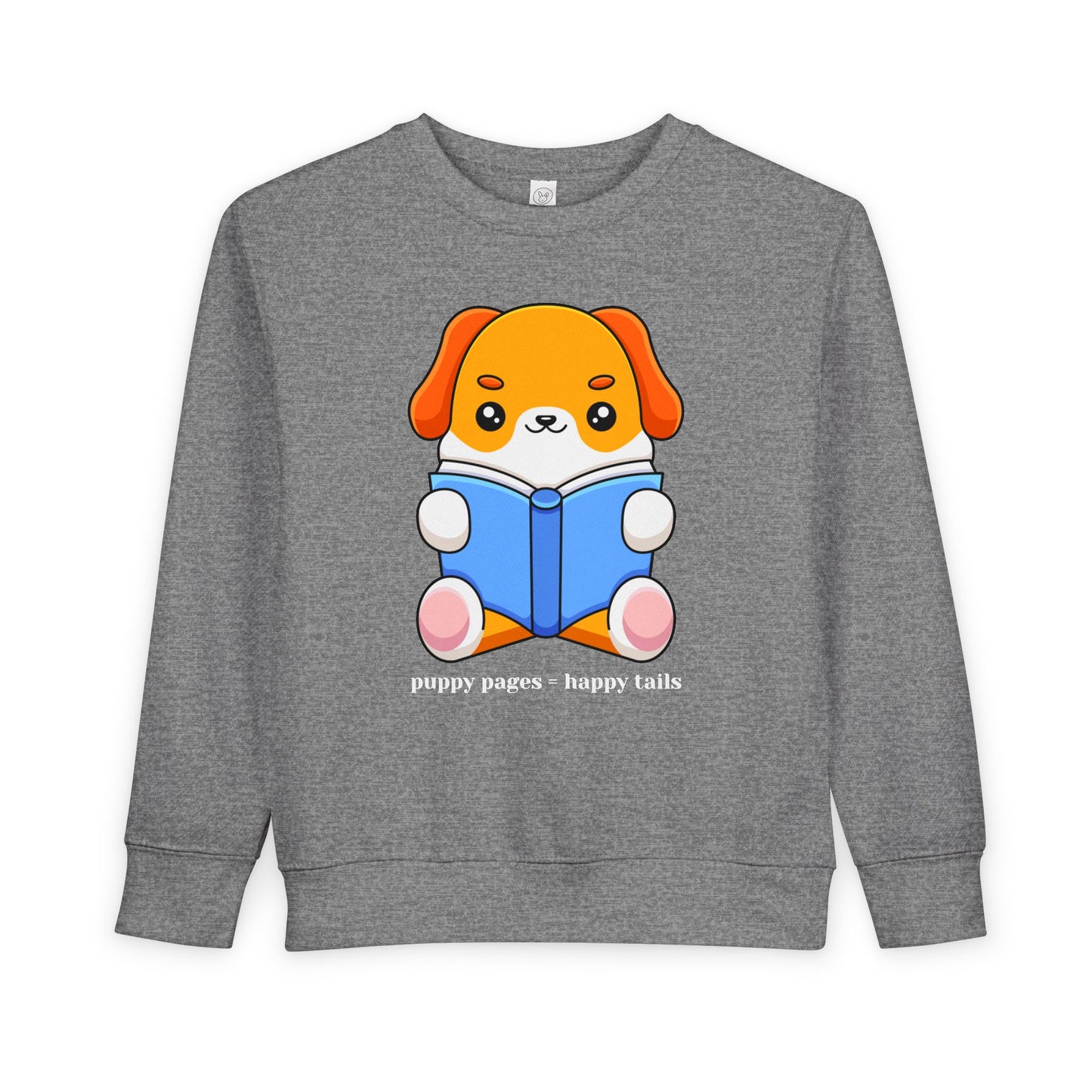 Toddler Puppy Pages = Happy Tails Sweatshirt โ Cute Dog Reading Crewneck for Little Book Lovers