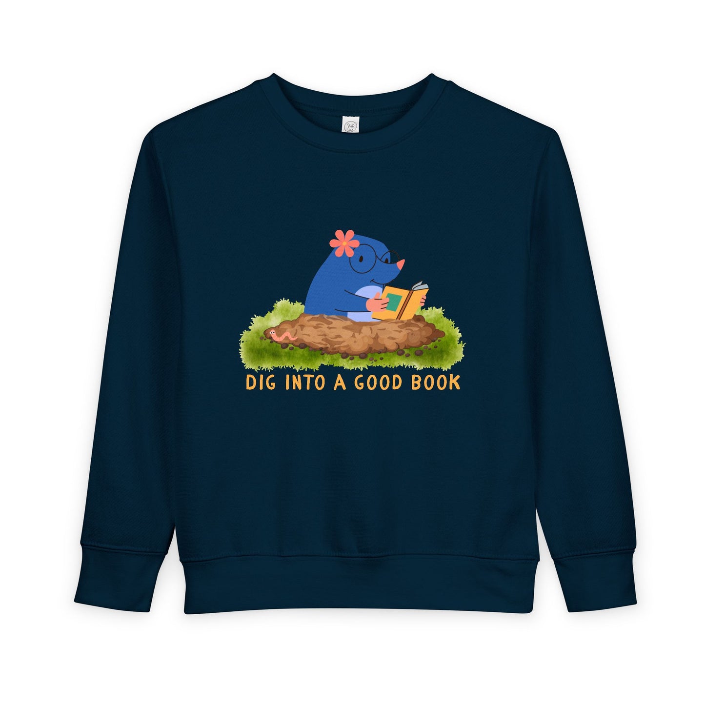 Toddler Dig Into a Good Book Sweatshirt β Cute Mole Reading Crewneck for Little Explorers