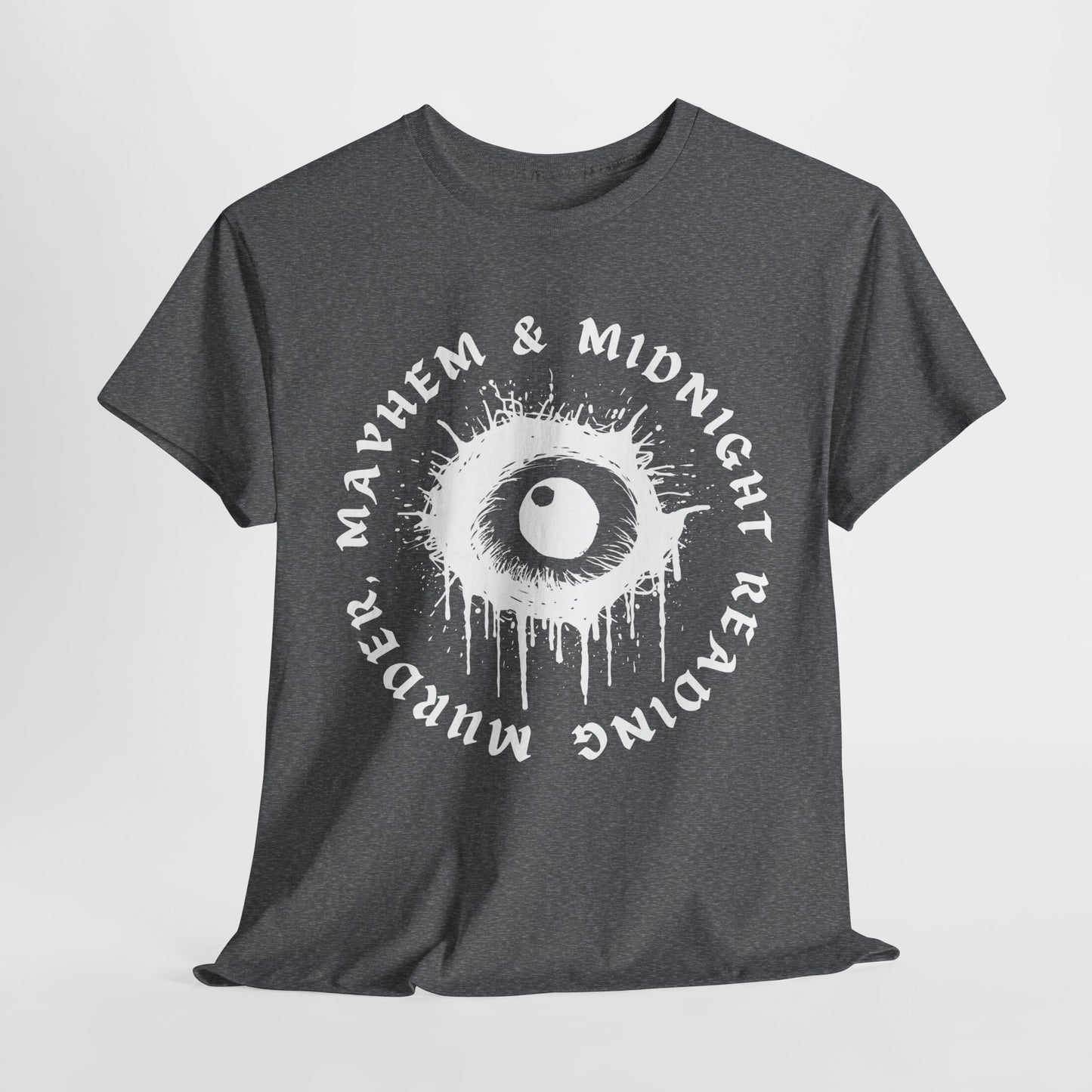 Teen/Adult Unisex Mayhem & Midnight Reading T-Shirt – Horror Eye Graphic Tee