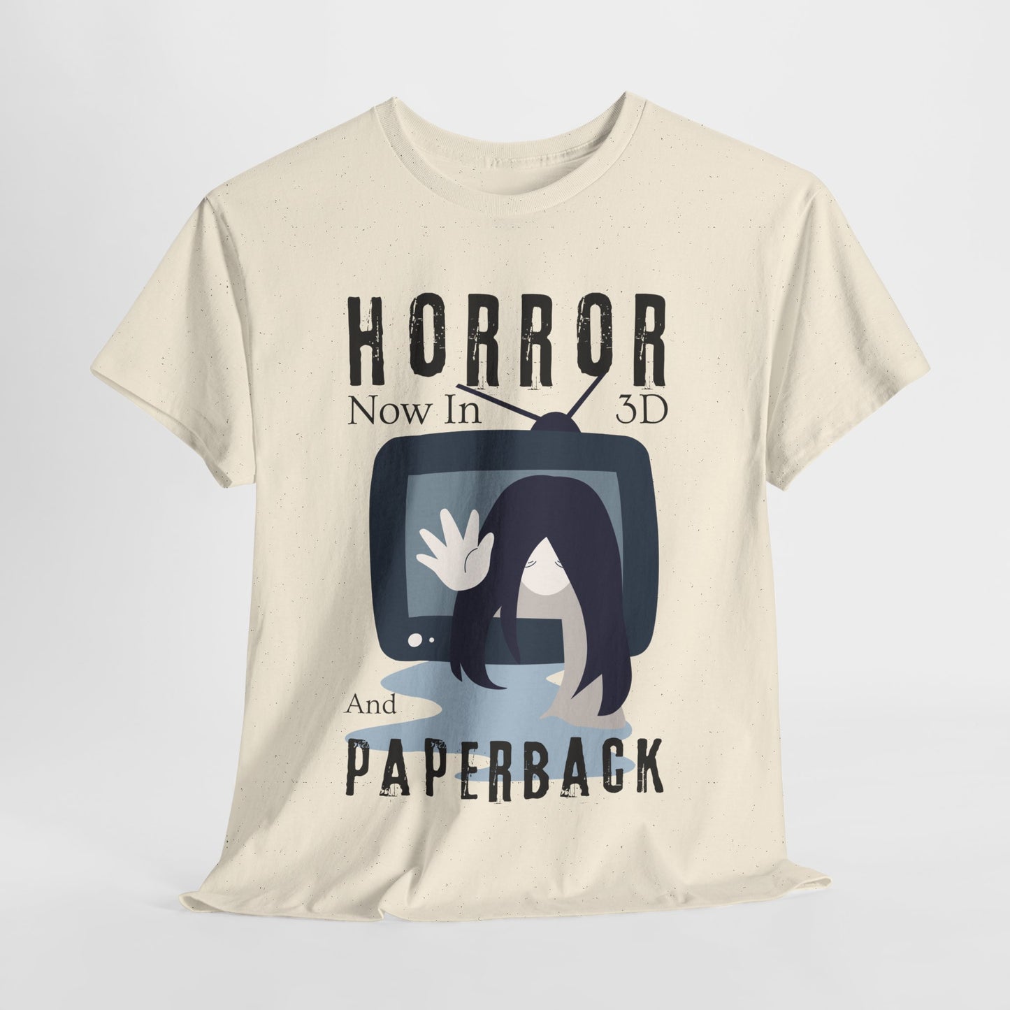 Teen/Adult Unisex Horror in 3D and Paperback T-Shirt – Creepy Retro Graphic Tee