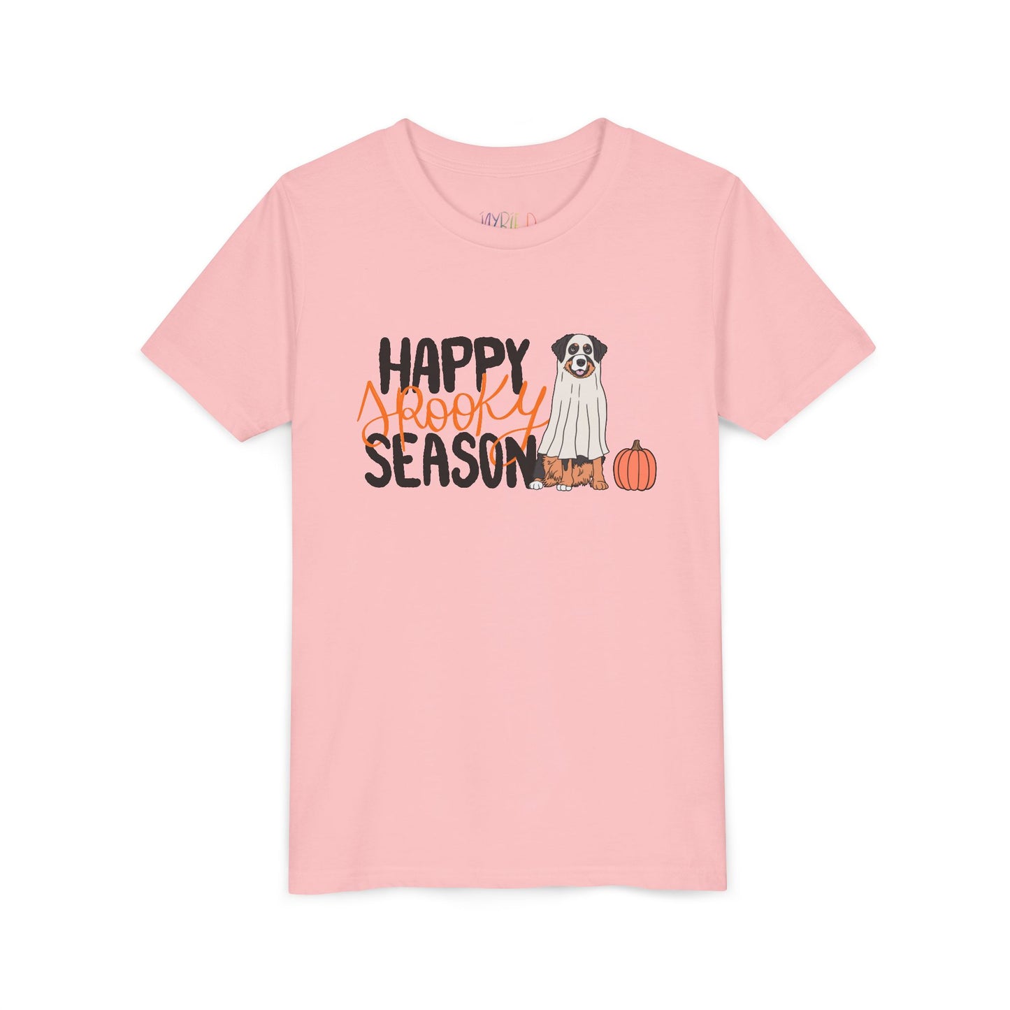 Youth "Happy Spooky Season" Tee – Cute Halloween Dog & Pumpkin Shirt