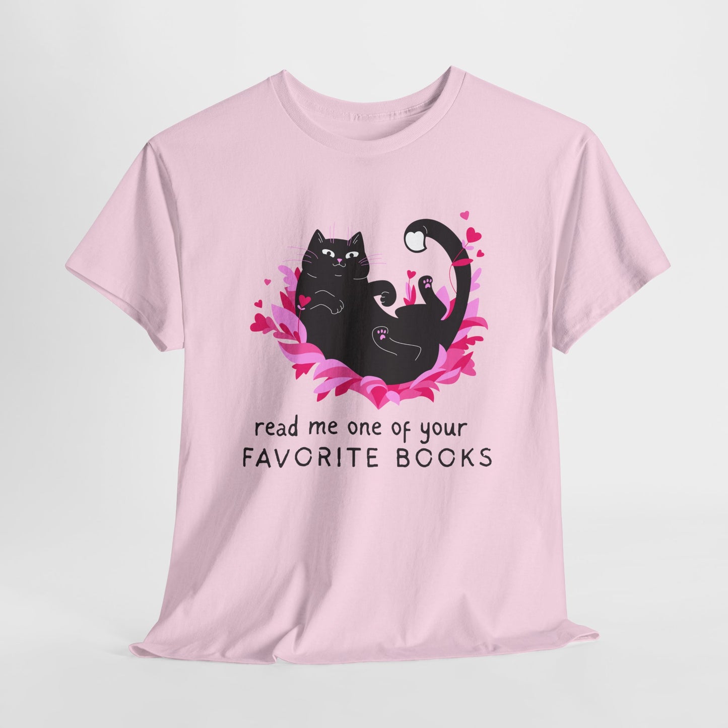 Teen/Adult Unisex Favorite Books Cat Tee – For Stories Best Shared