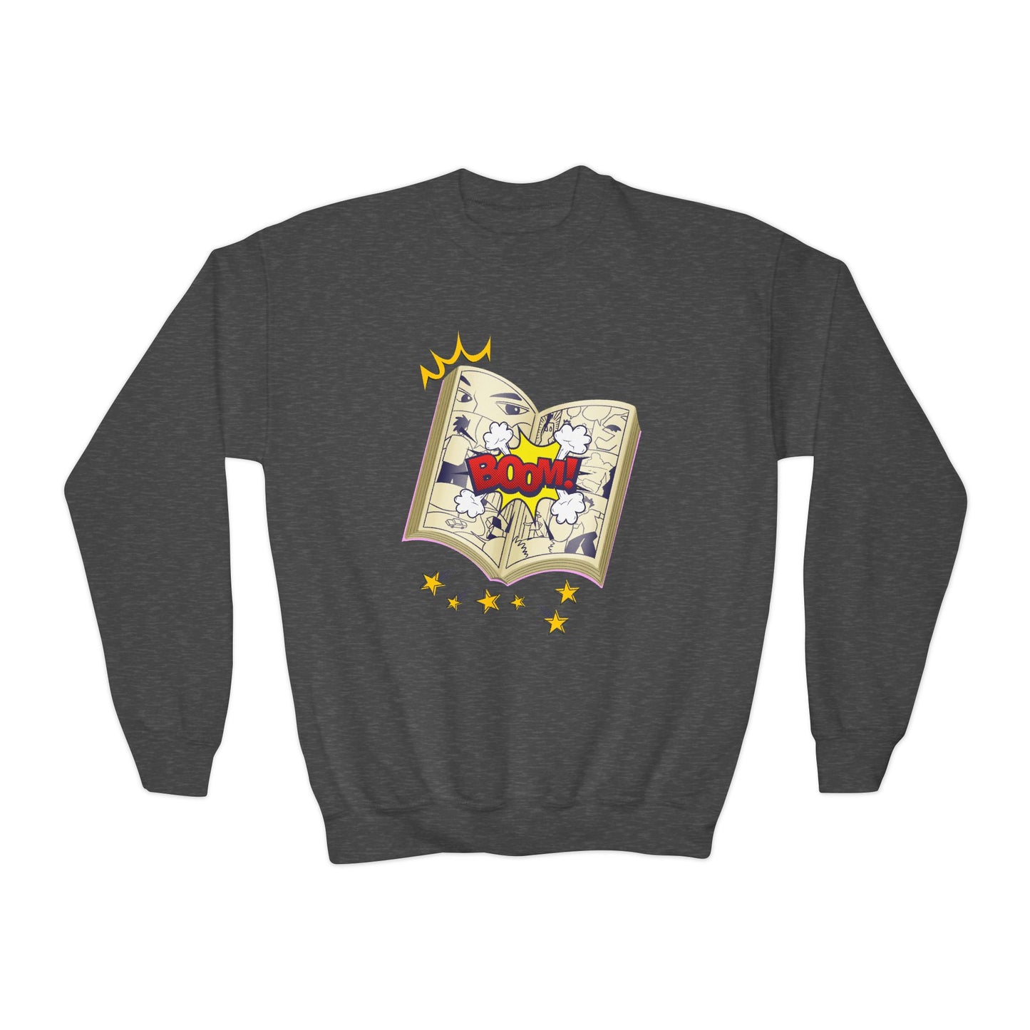 Youth Comic Book “BOOM!” Sweatshirt – Fun Reading Design for Creative Kids