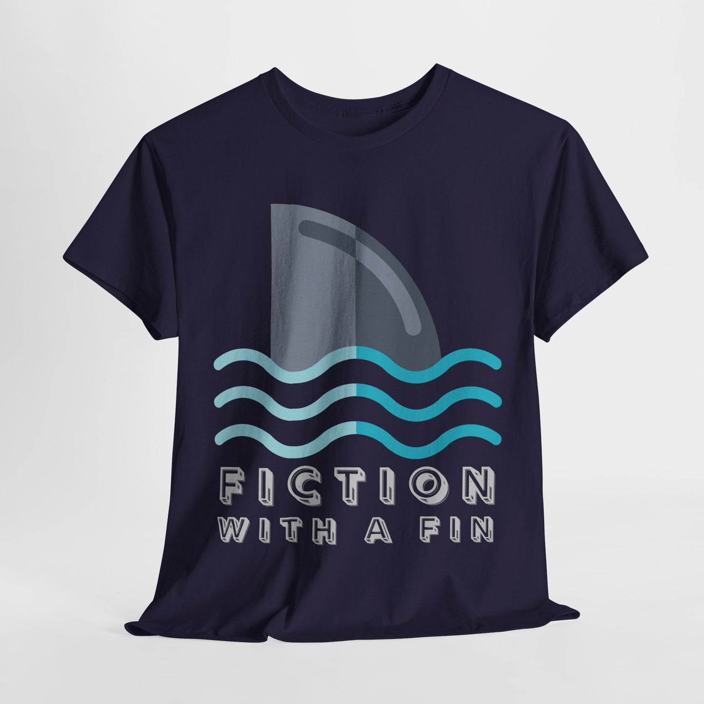 Teen/Adult Unisex Fiction With a Fin Tee β Shark-Themed Reading Shirt for Ocean-Loving Bookworms