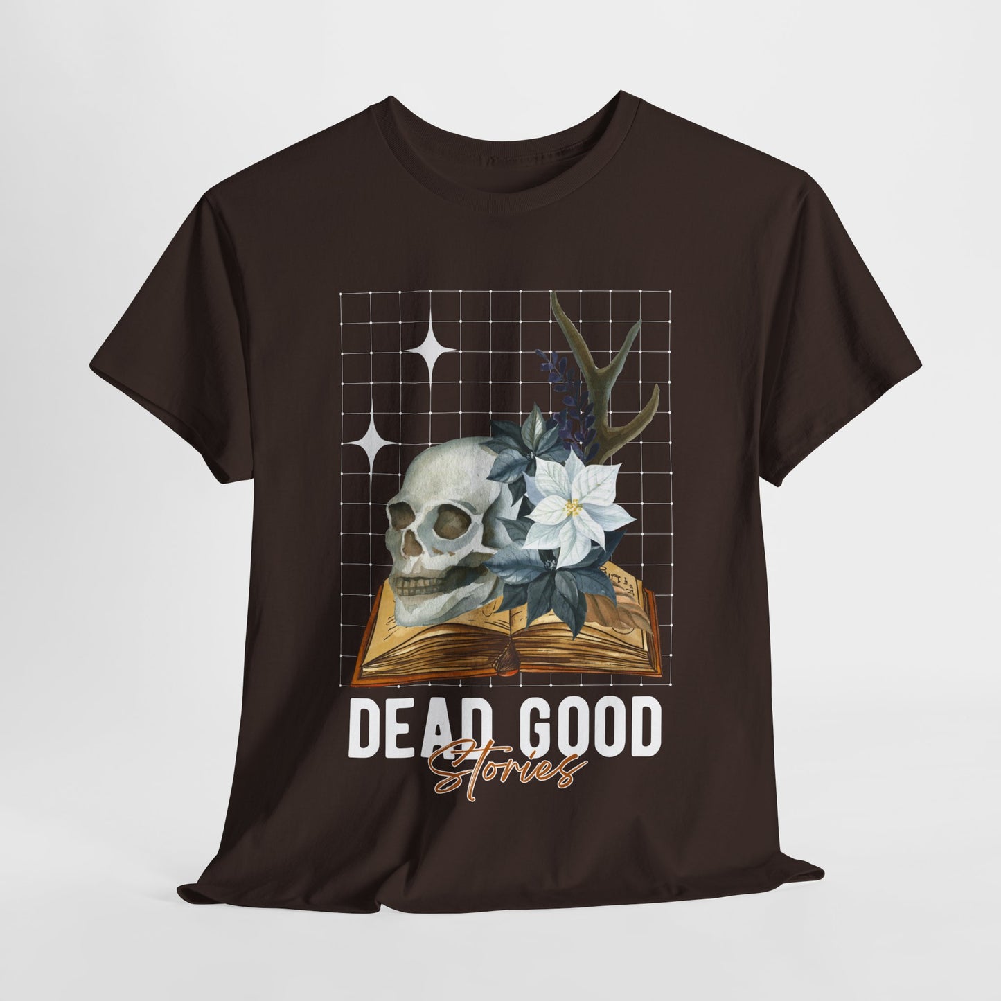 Teen/Adult Unisex Dead Good Stories T-Shirt β Skull & Book Horror Graphic Tee