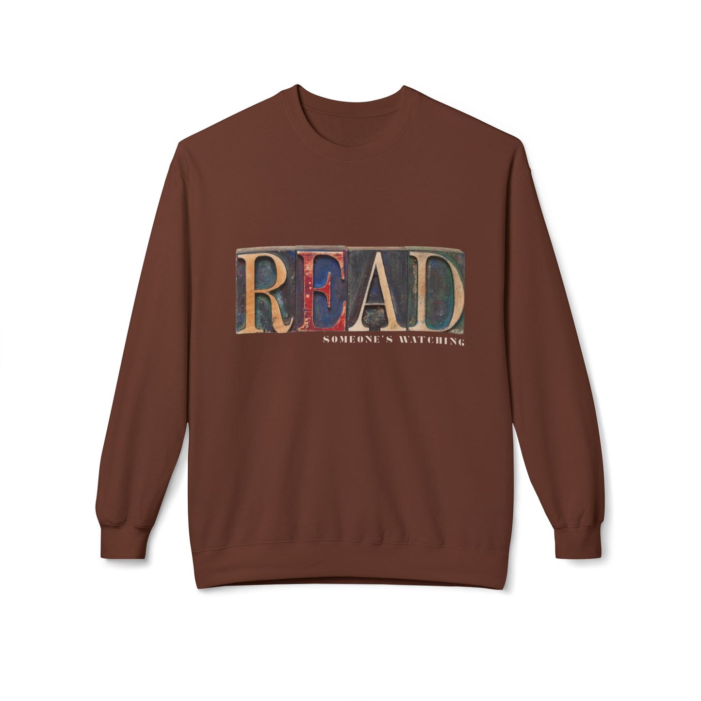 Teen/Adult Unisex READ… Someone’s Watching Sweatshirt – Mysterious Vintage-Style Book Lover Apparel