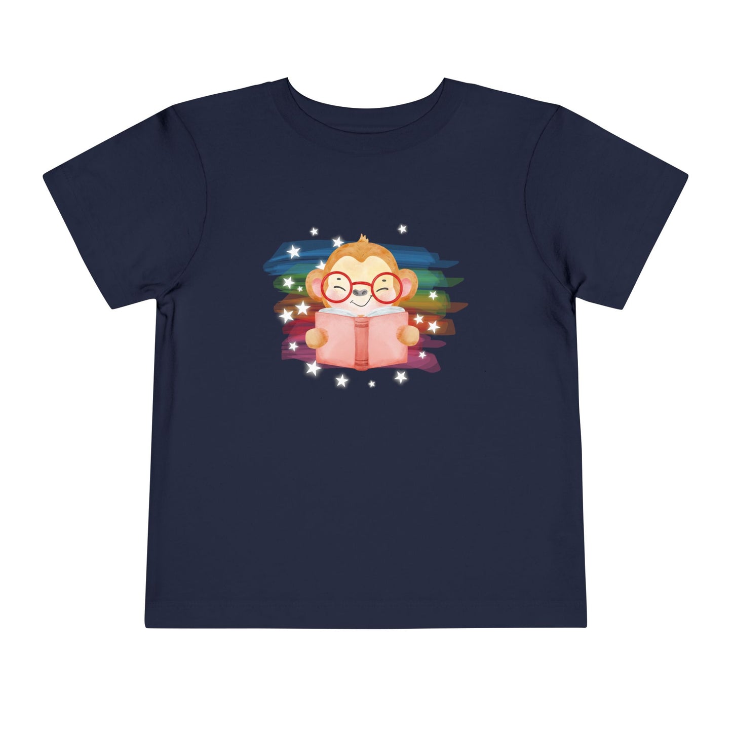 Toddler Starlit Stories Tee – Book-Loving Monkey Shirt with Rainbow Magic
