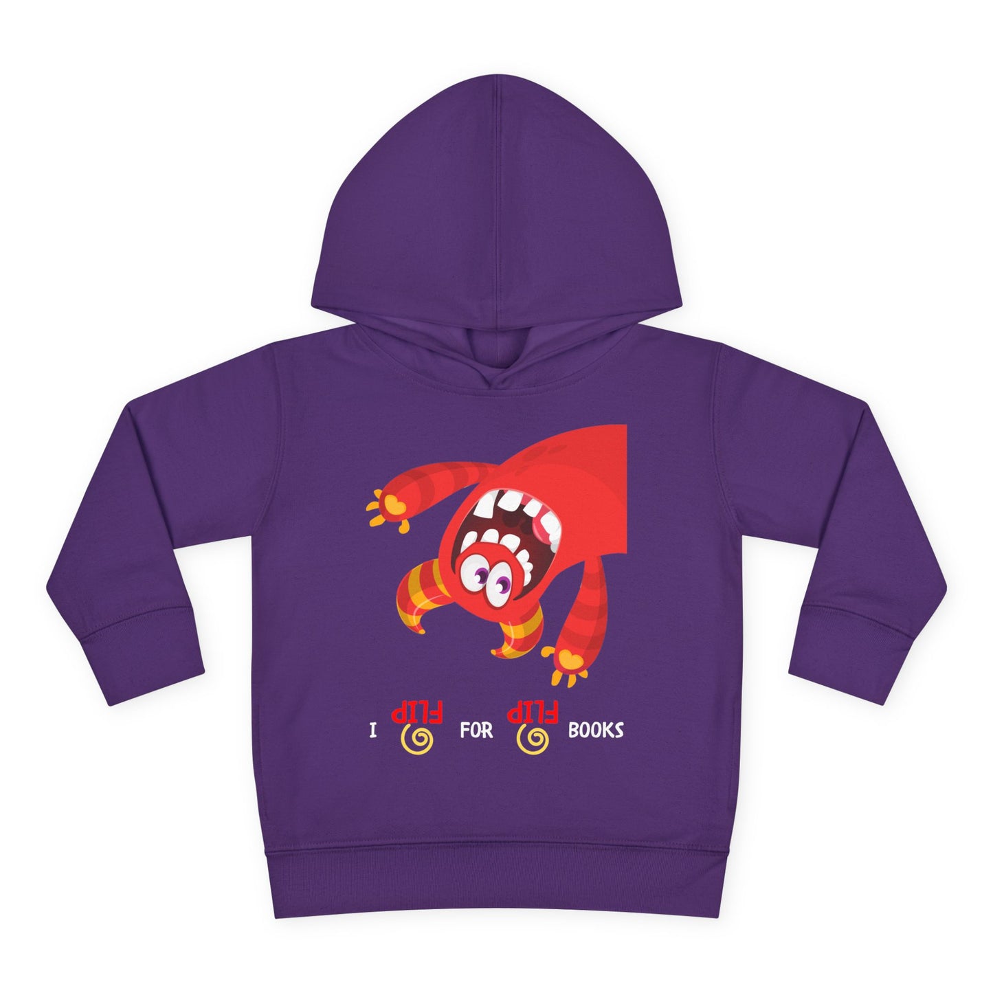 Toddler I Flip for Books Hoodie – Energetic Monster Reader Design