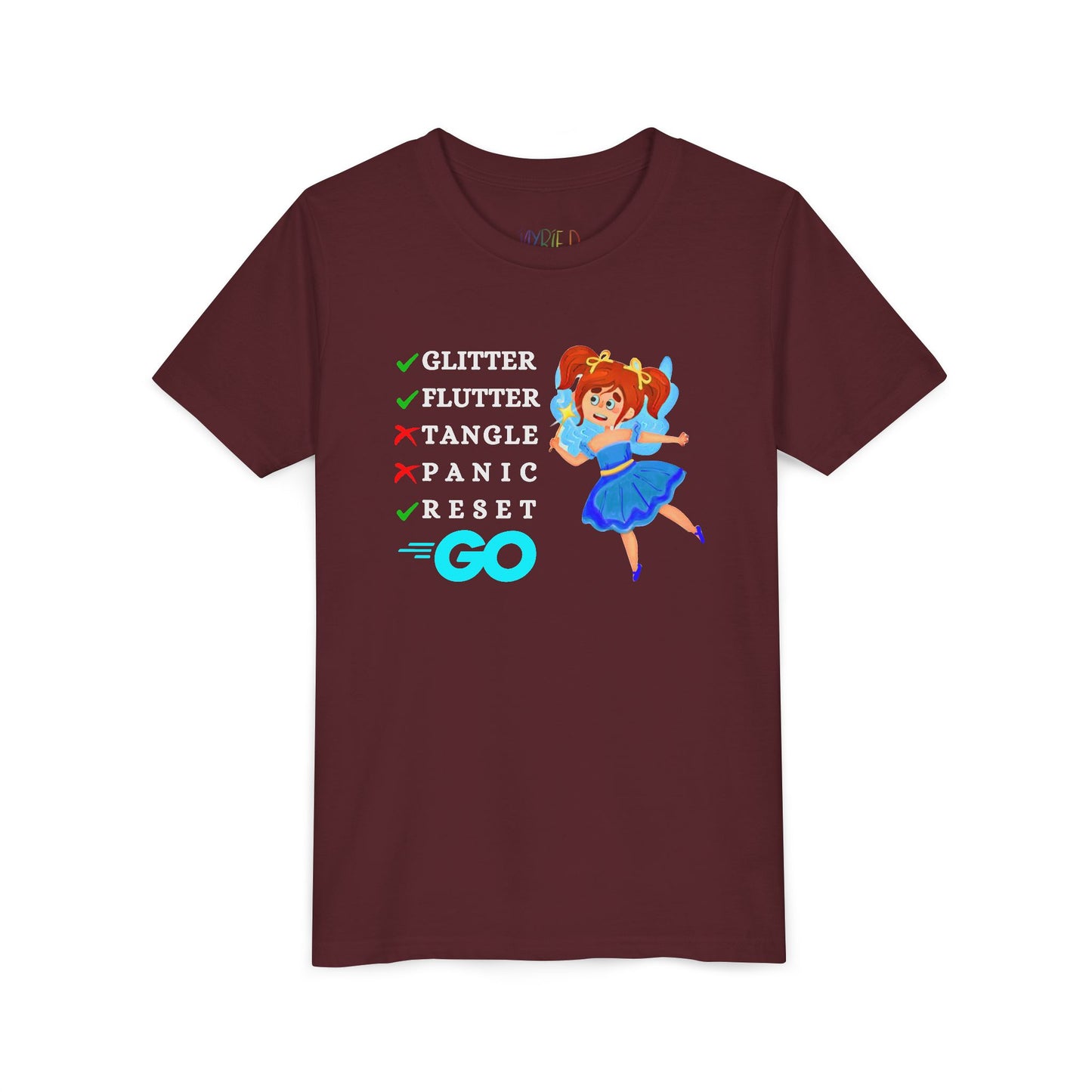 Youth Glitter. Flutter. Reset. GO. Tee – Bounce Back Like a Pro
