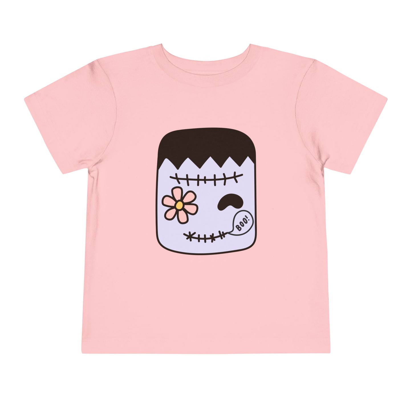 Toddler T-Shirt – Cute Boo Frankenstein Design, Halloween Toddler Tee