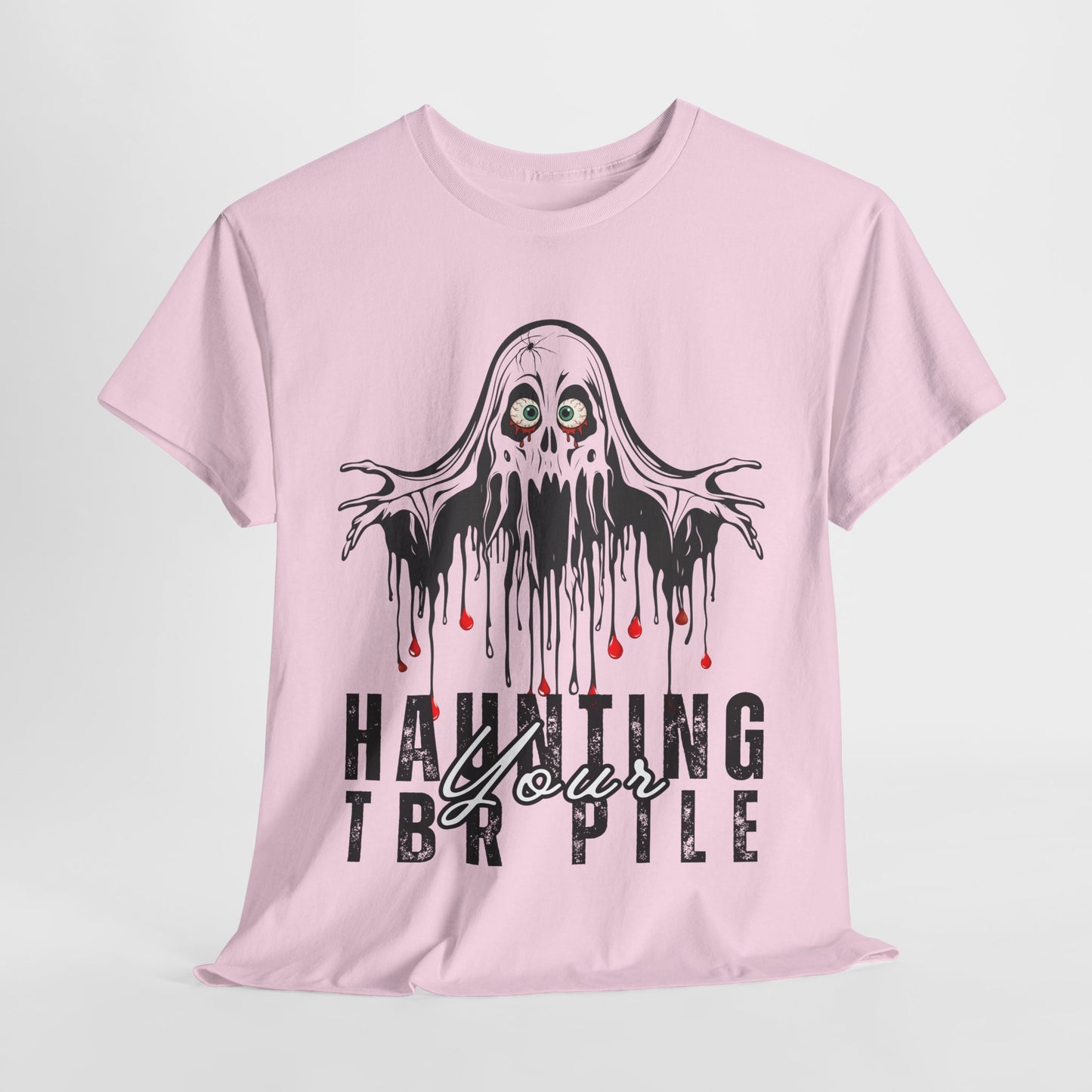 Teen/Adult Unisex Haunting Your TBR Pile T-Shirt β Horror Reader Graphic Tee