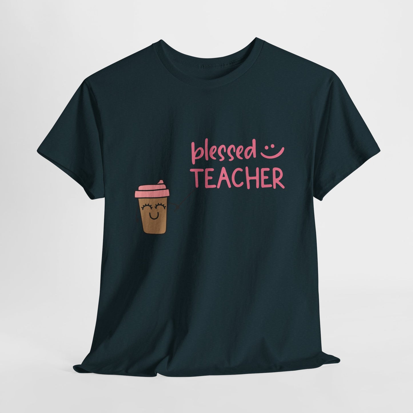 Teen/Adult Unisex Blessed Teacher Coffee Tee – Cute & Cozy for Caffeinated Educators