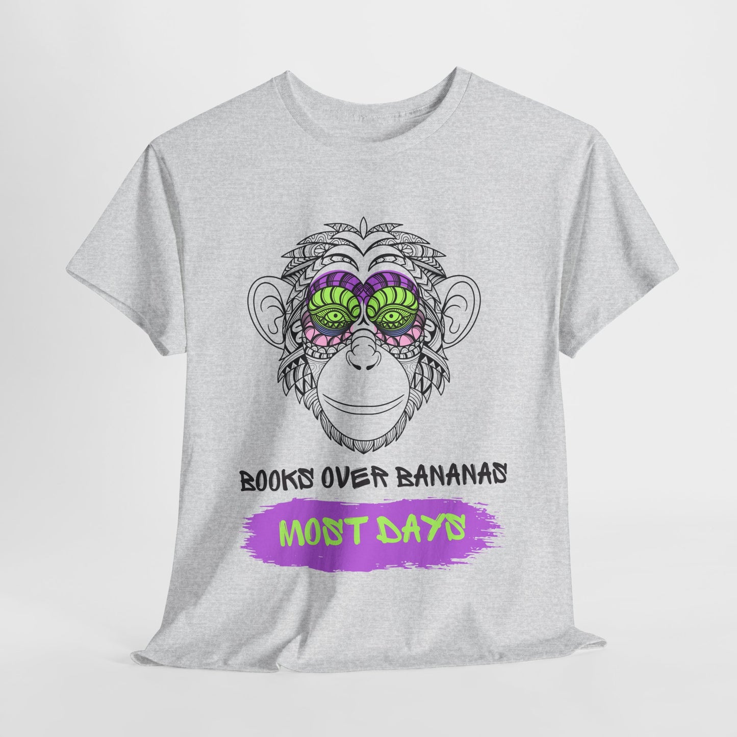 Teen/Adult Unisex β Books Over Bananas (Most Days) Tee β Funny Gift for Readers with a Wild Side