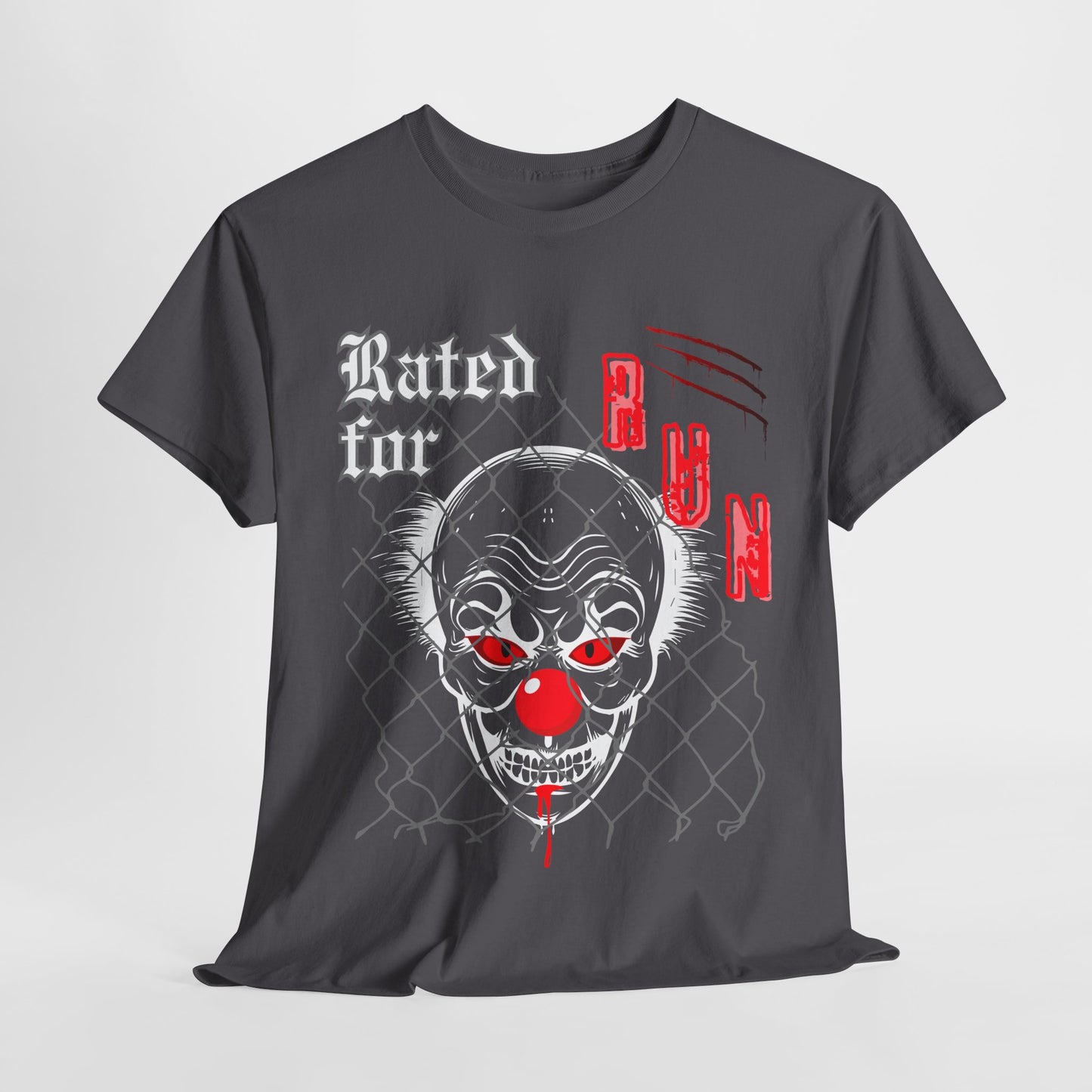Teen/Adult Unisex Rated for Run T-Shirt – Creepy Clown Horror Graphic Tee