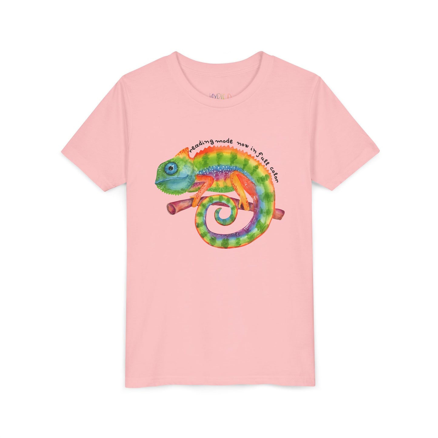 Youth Reading Mode: Now in Full Color Tee – Colorful Chameleon Shirt for Curious Kids