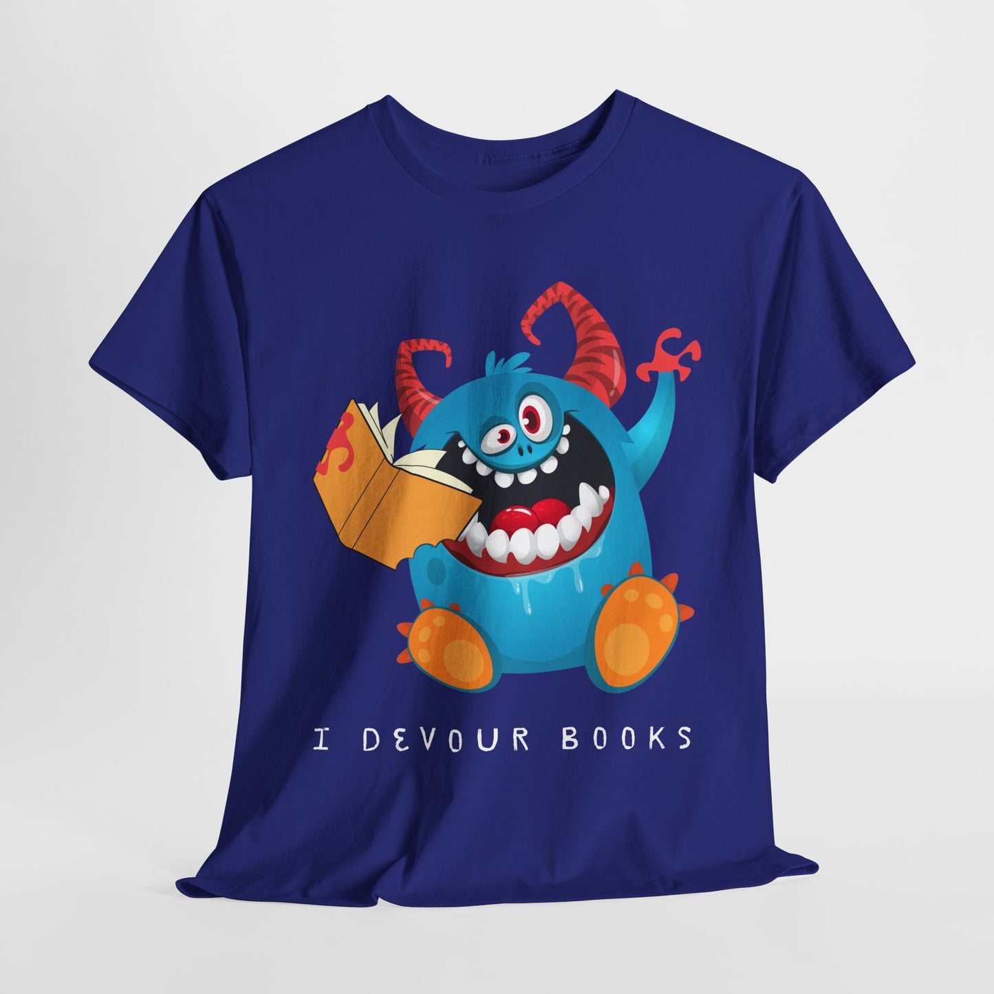 Teen/Adult Unisex “I Devour Books” Tee – Funny Gift for Voracious Readers & Lit Lovers