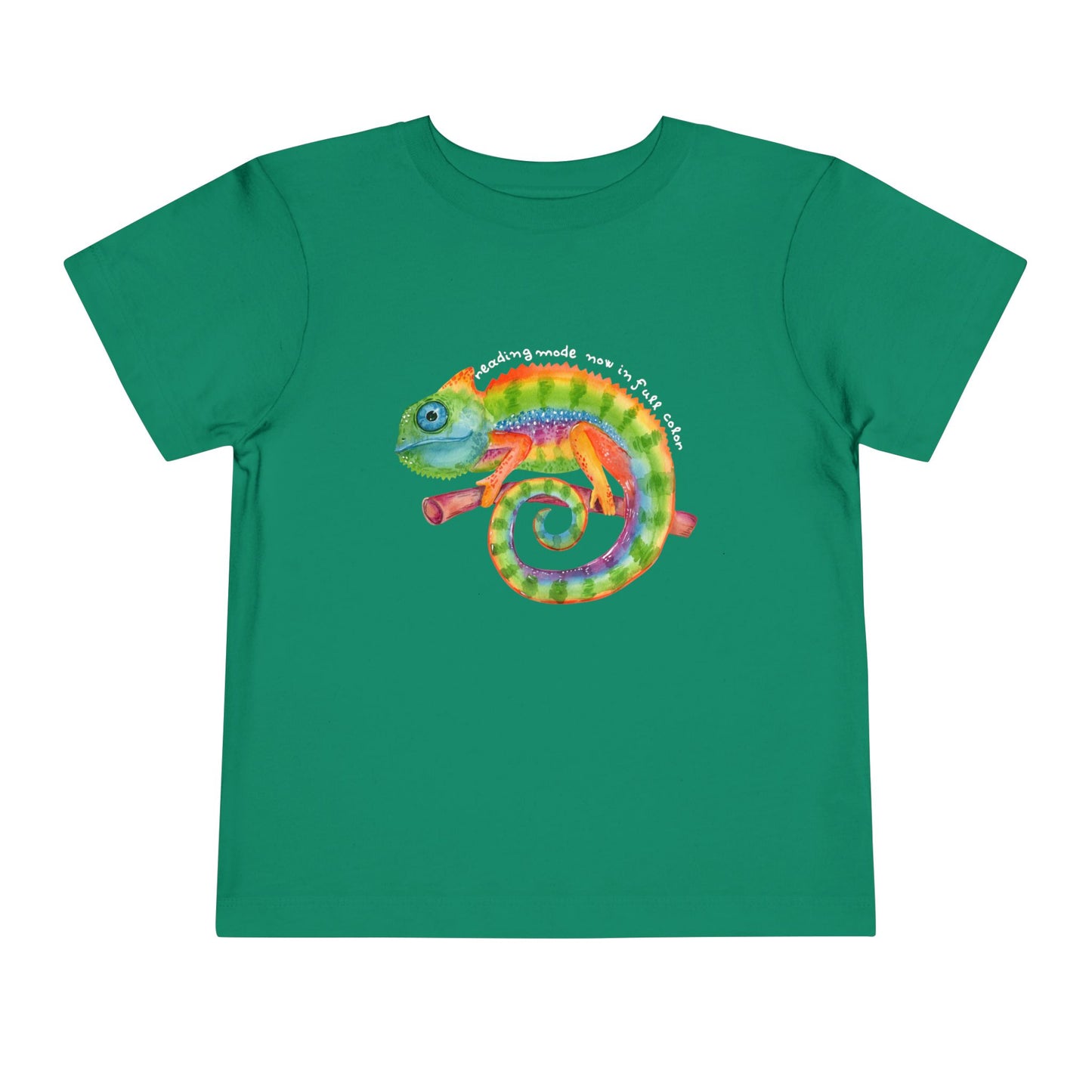 Toddler Reading Mode Chameleon Tee – Vibrant Book Lover Shirt for Kids