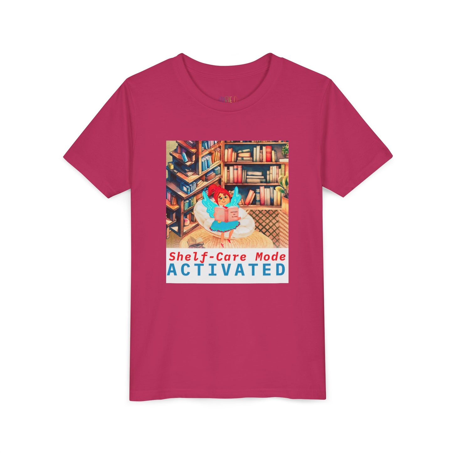 Youth Shelf-Care Mode Activated Youth Tee – Recharge with a Good Book