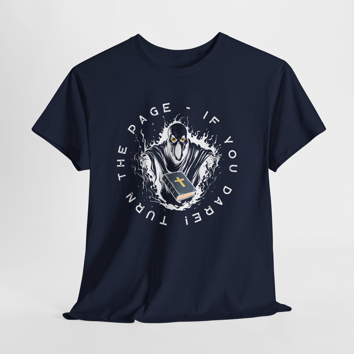 Teen/Adult Unisex Turn the Page If You Dare T-Shirt – Horror Book Graphic Tee