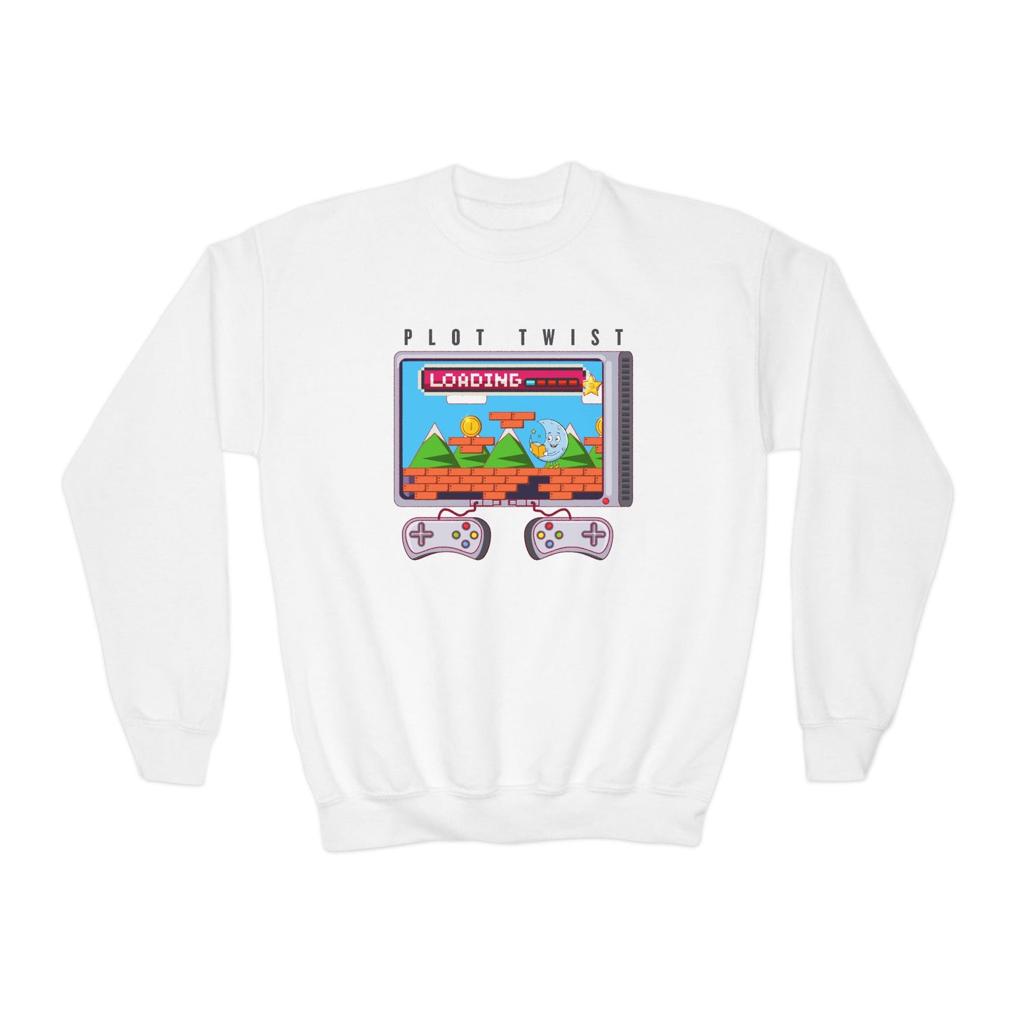 Youth Plot Twist Loading Sweatshirt โ Game, Read, Repeat!