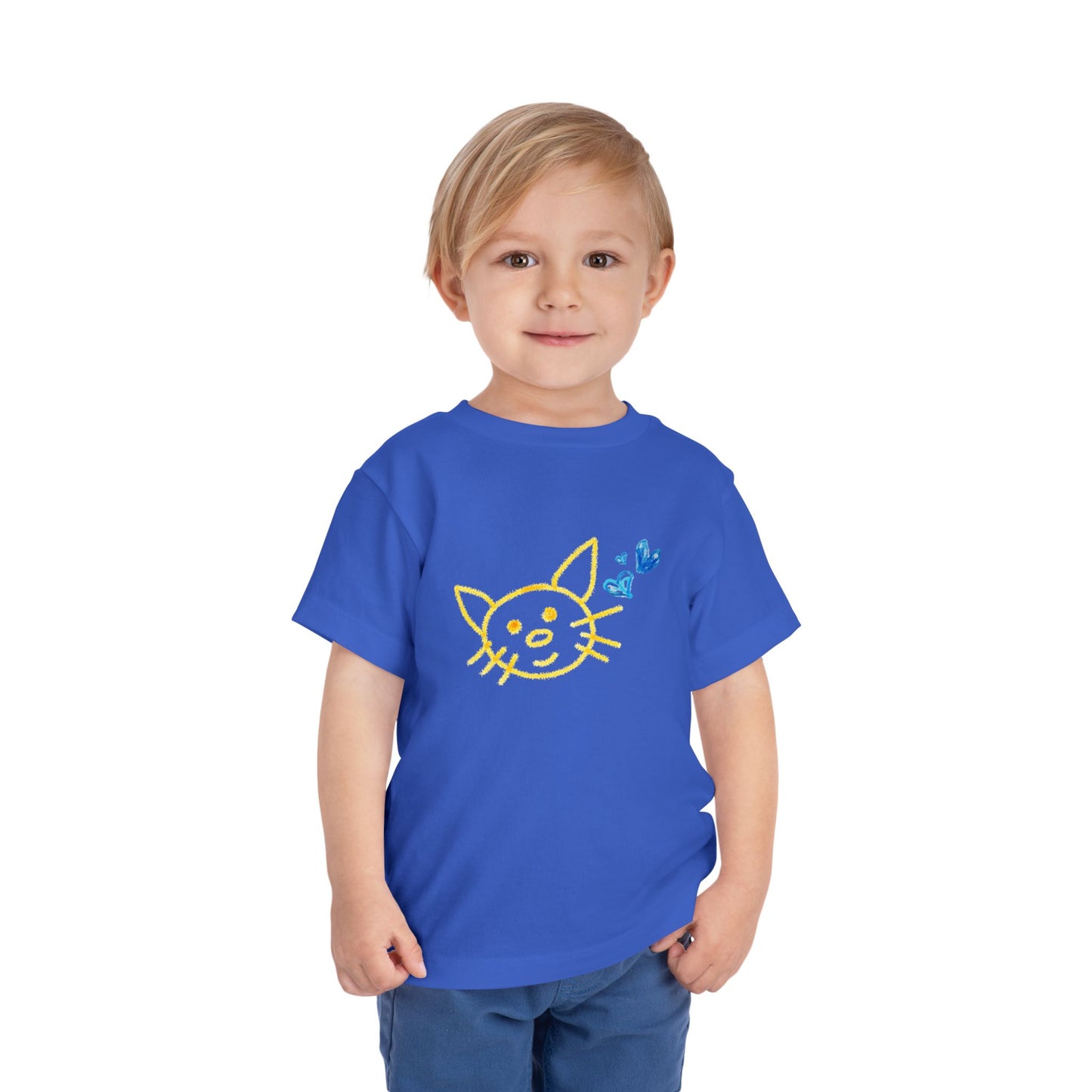 Toddler Smiley Scribble Cat Tee β Whimsical Kitty Shirt for Little Animal Lovers