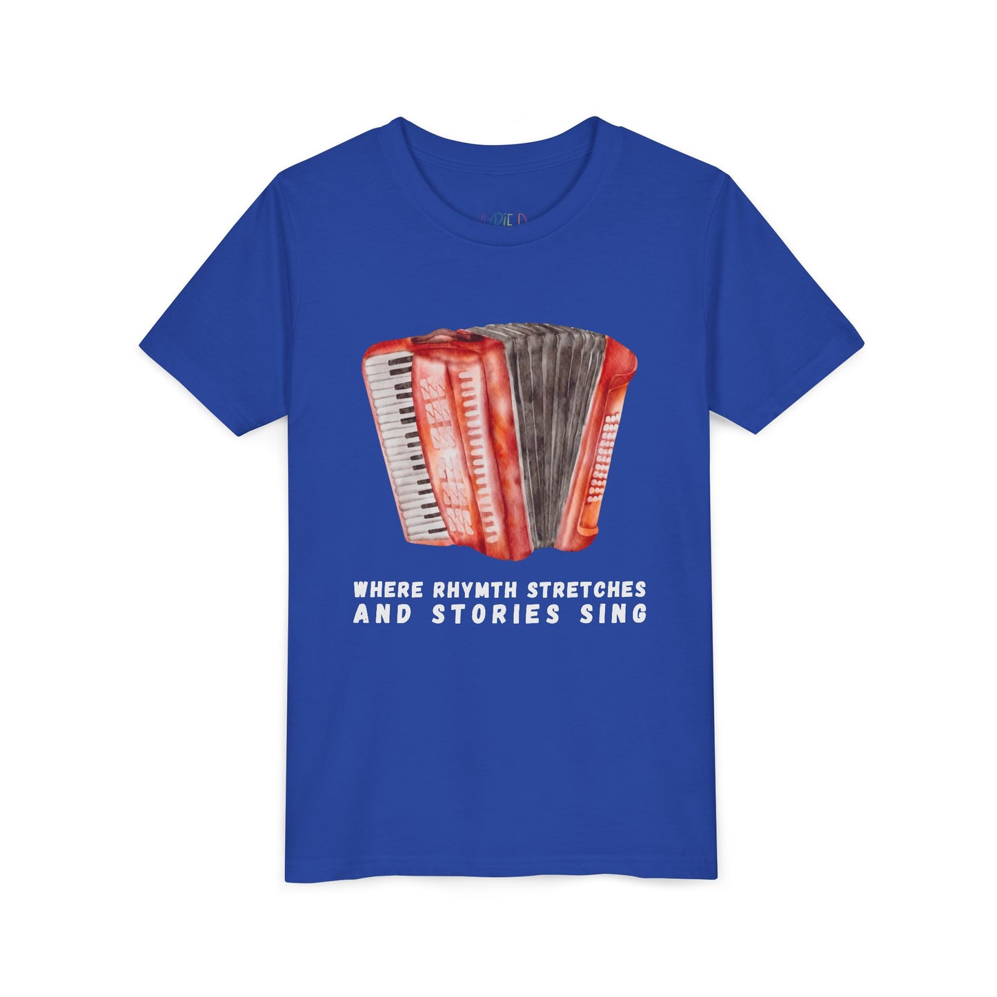 Youth Where Rhythm Stretches and Stories Sing Tee – Accordion Shirt for Creative Young Minds