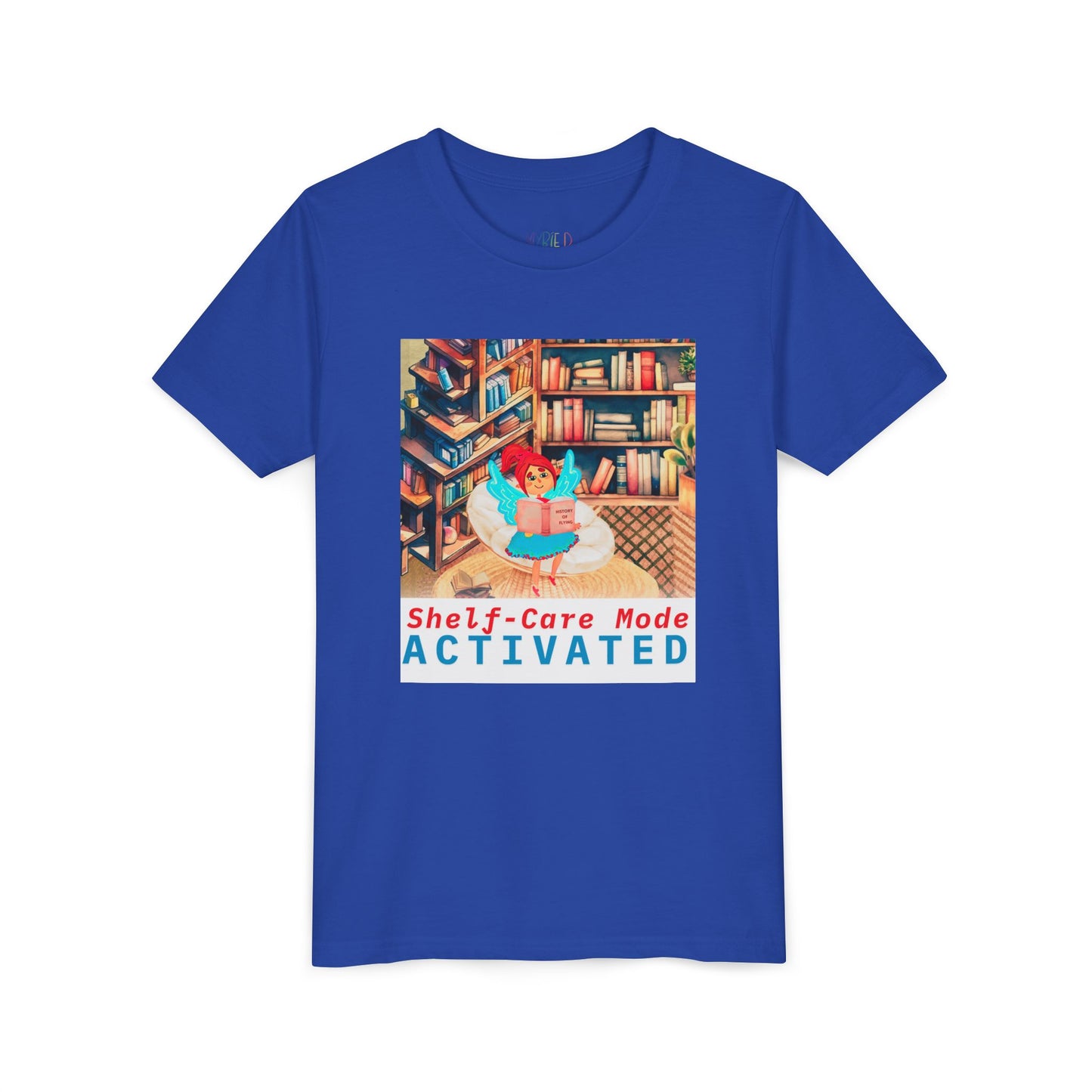 Youth Shelf-Care Mode Activated Youth Tee – Recharge with a Good Book