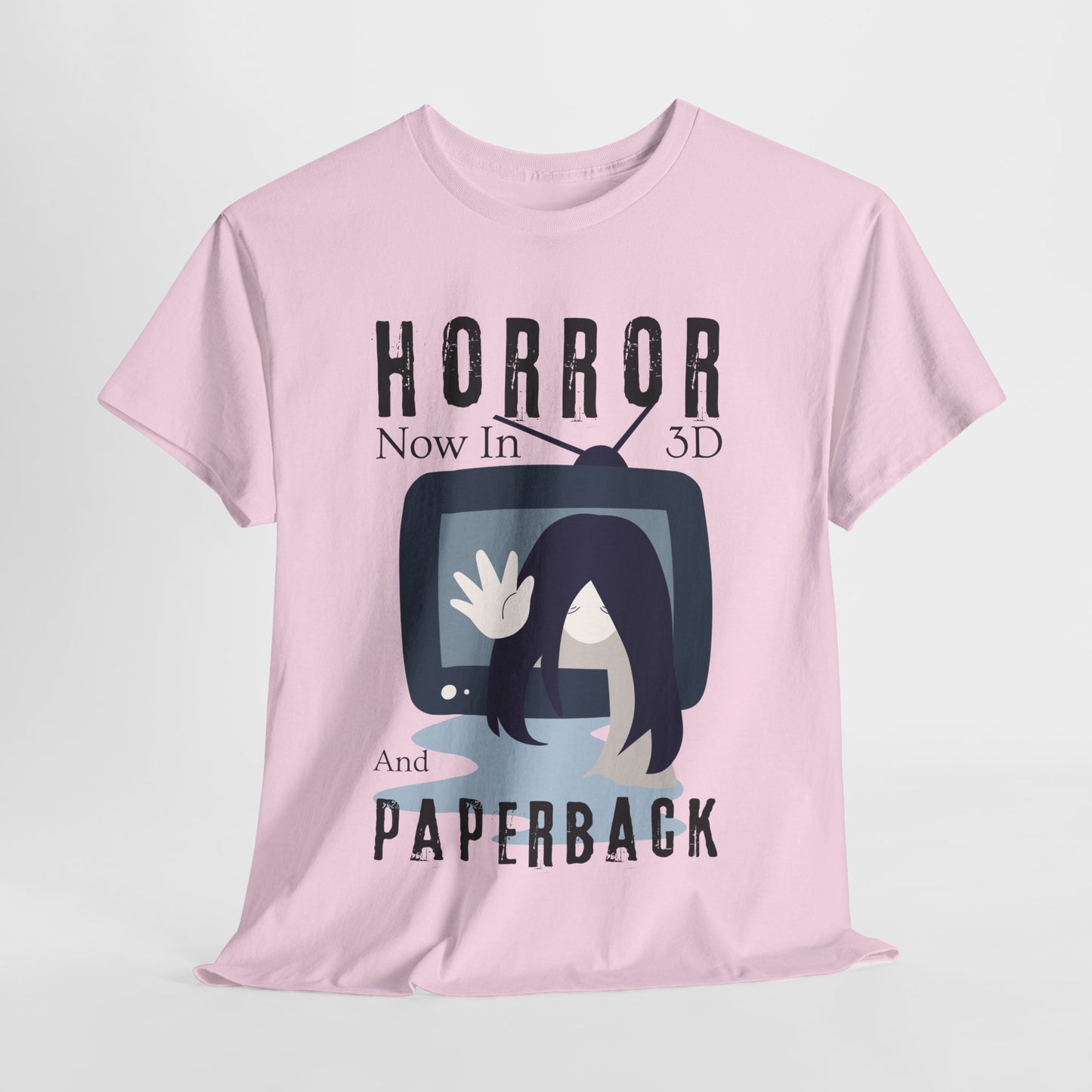Teen/Adult Unisex Horror in 3D and Paperback T-Shirt – Creepy Retro Graphic Tee