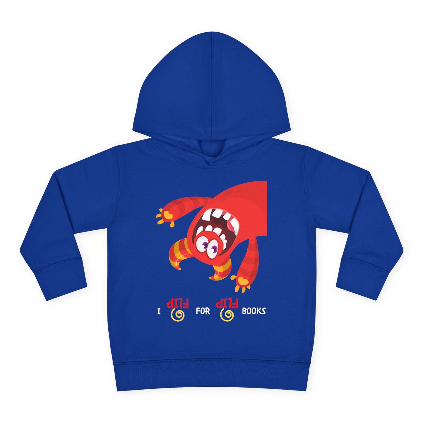 Toddler I Flip for Books Hoodie – Energetic Monster Reader Design