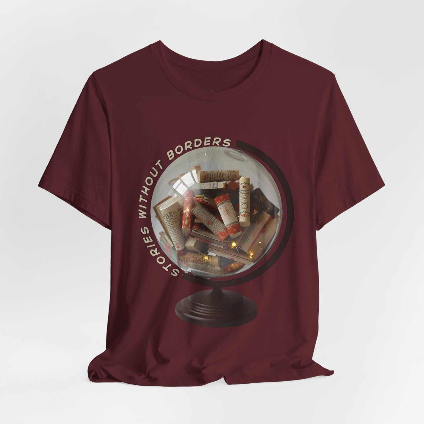 Teen/Adult Unisex Stories Without Borders T-Shirt – Book Globe Design Printify